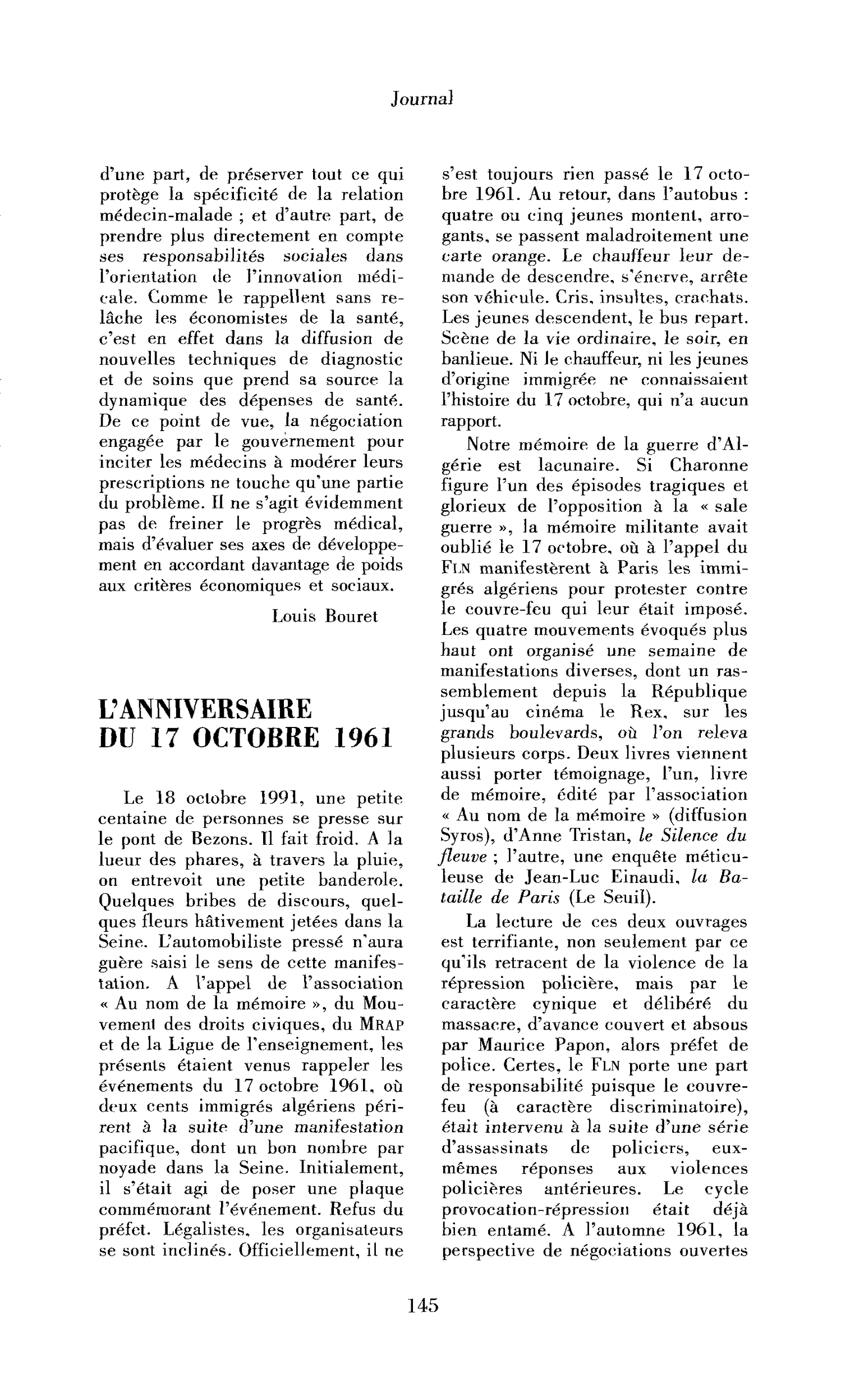 L’anniversaire du 17 octobre 1961