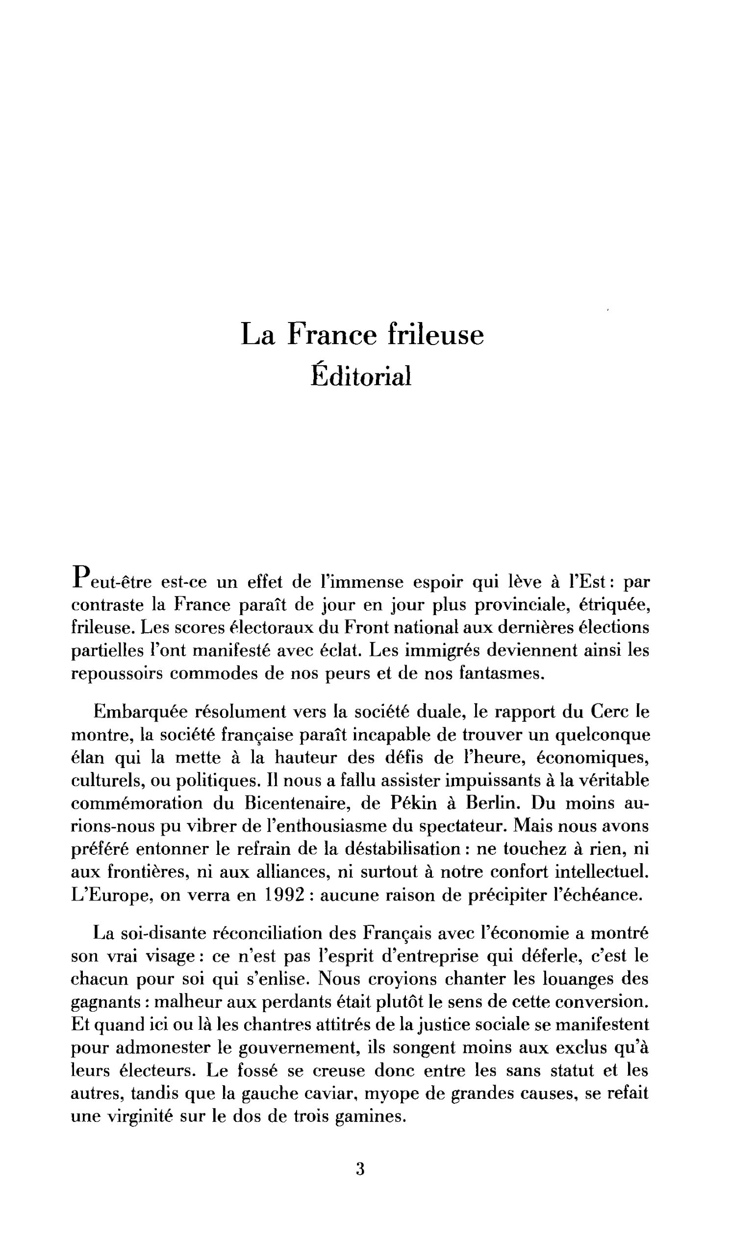 La France frileuse