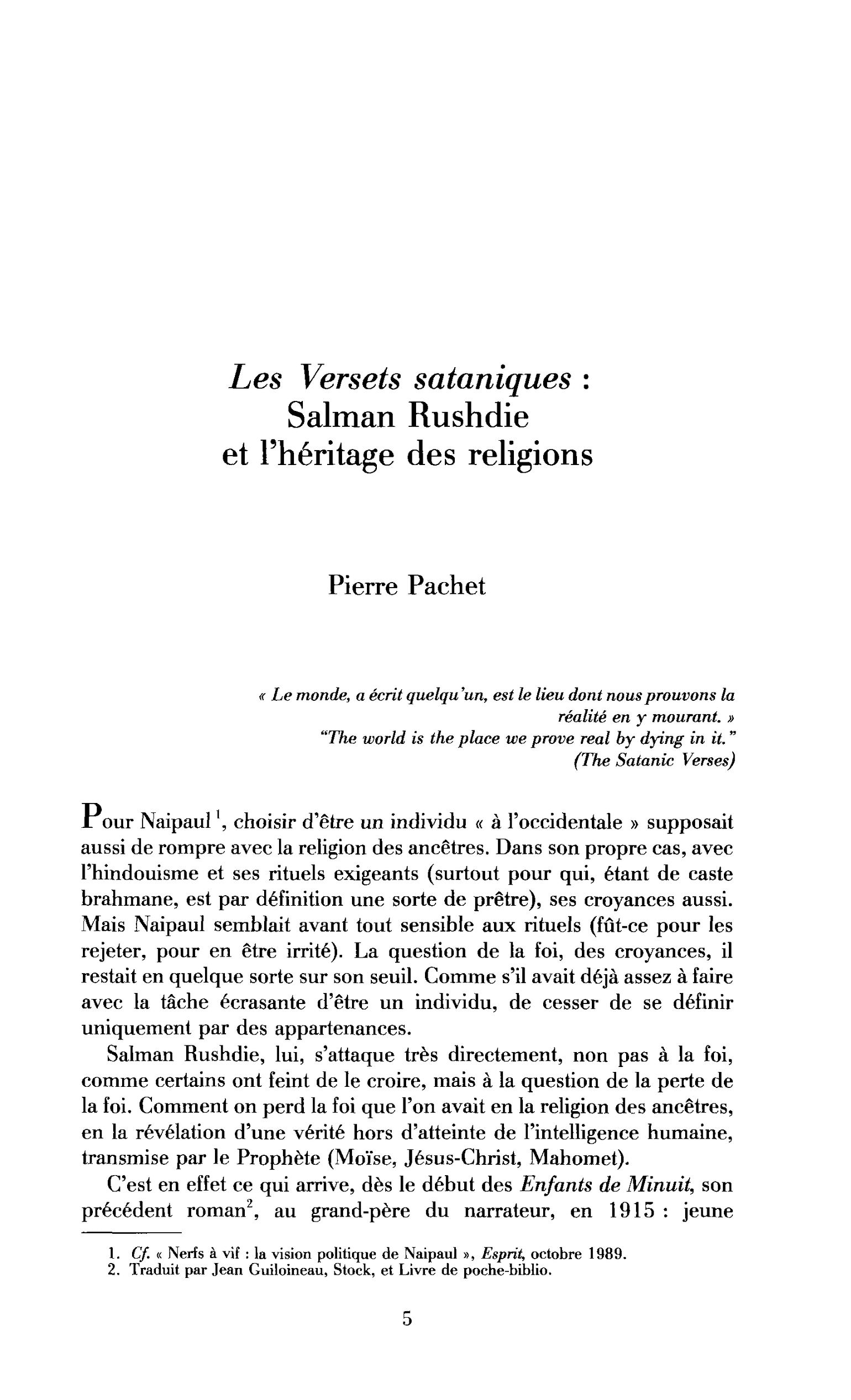 Les Versets sataniques, Salman Rushdie et l’héritage des religions