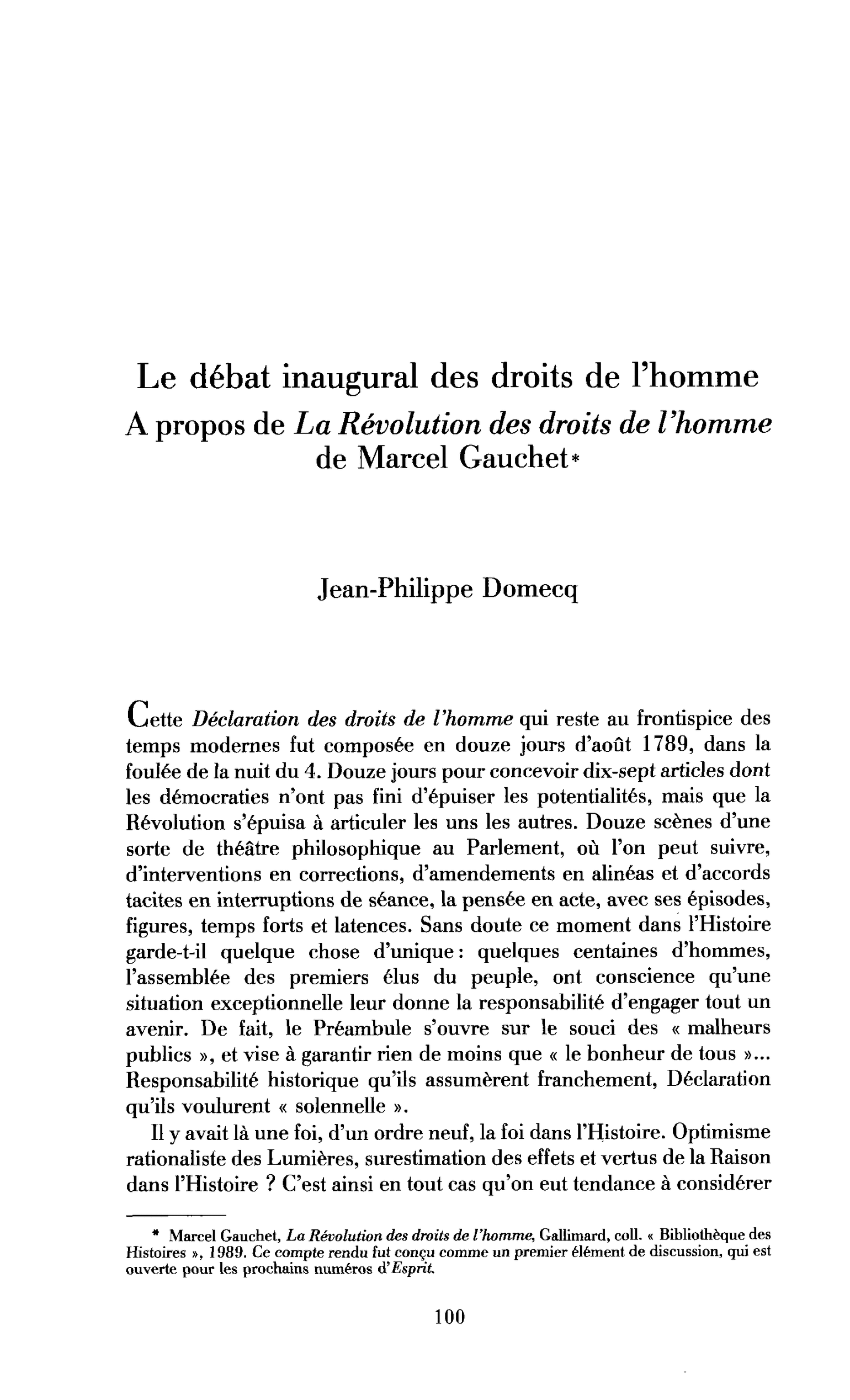 Le débat inaugural des droits de l’homme