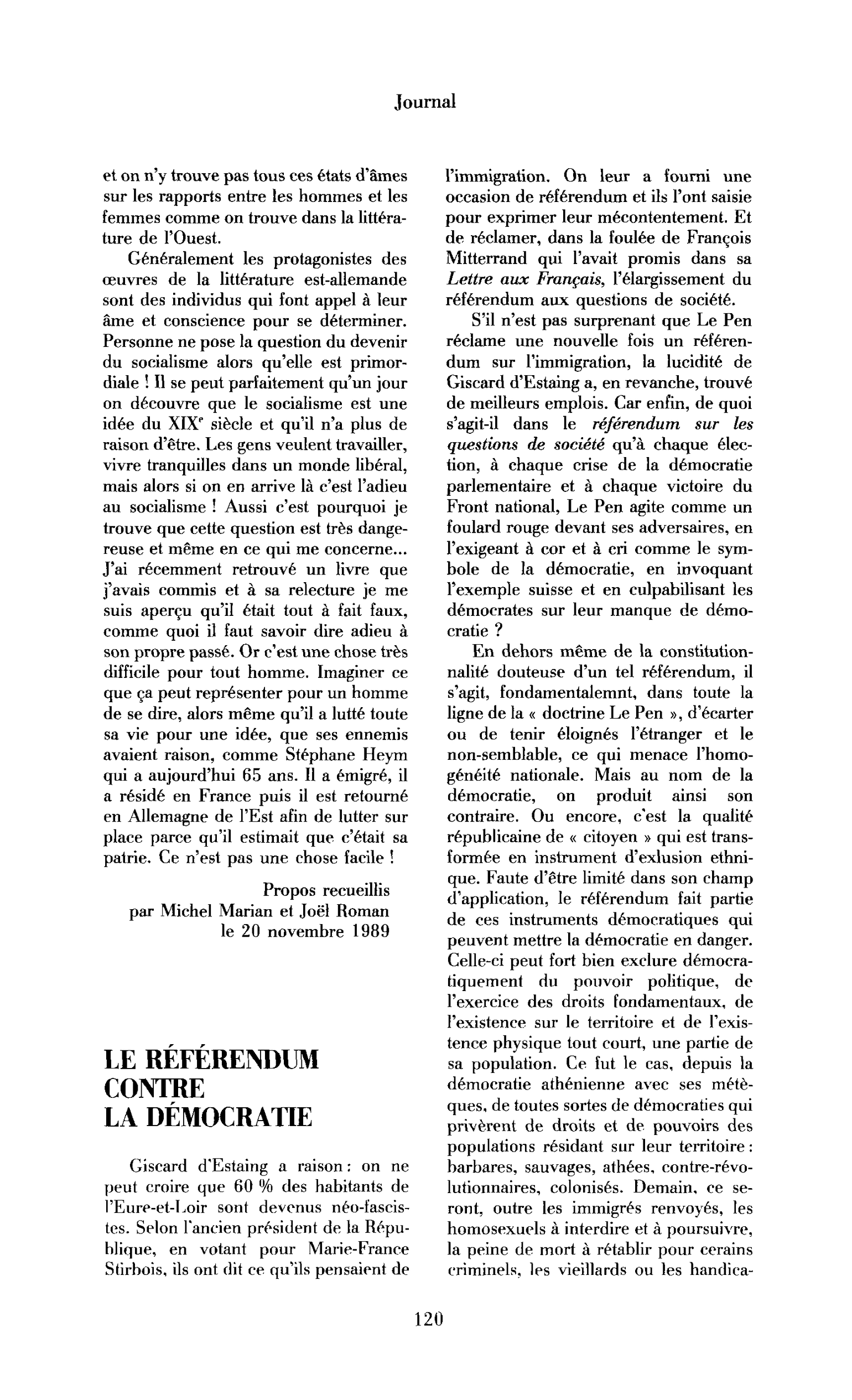 Le référendum contre la démocratie