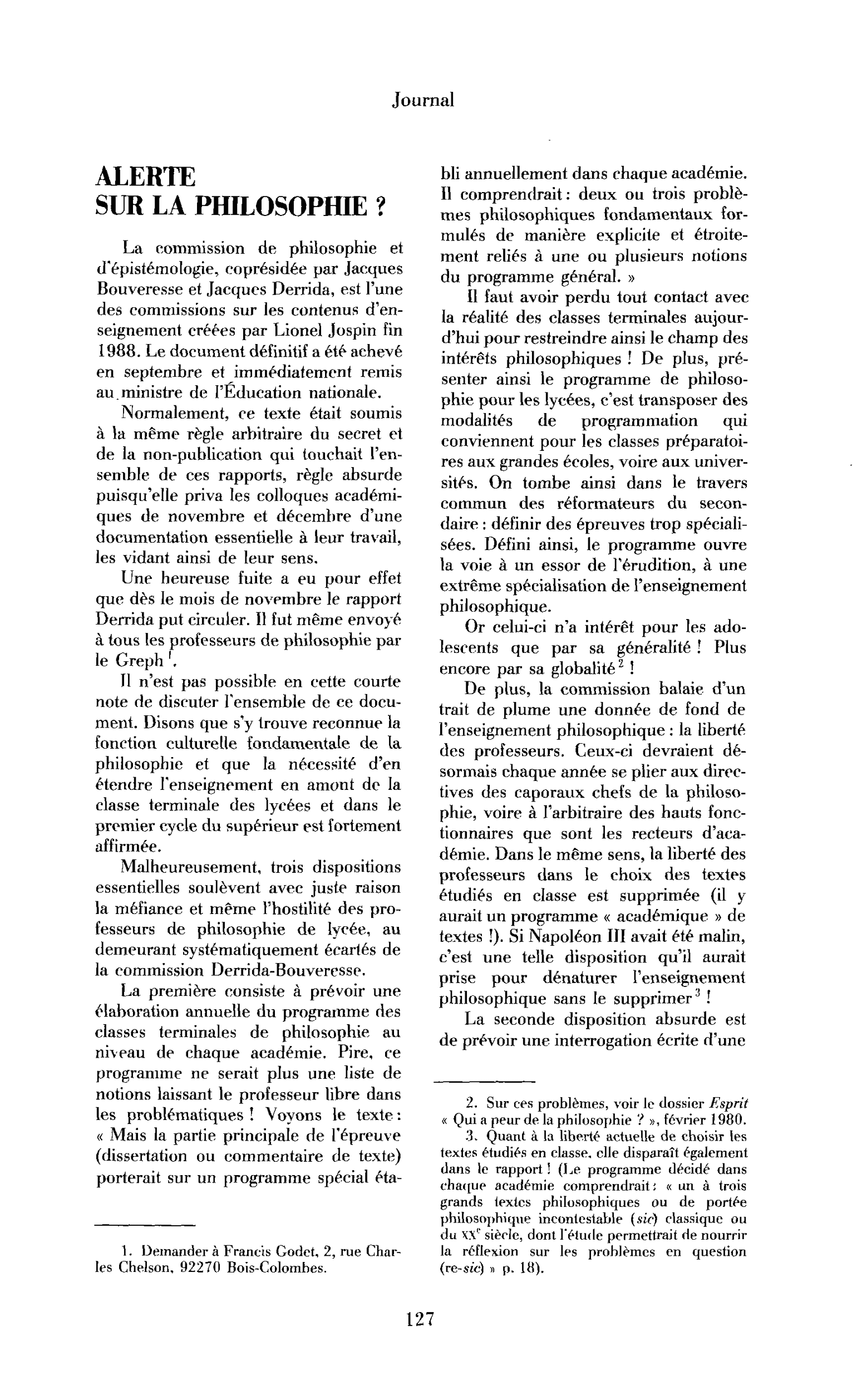 Alerte sur la philosophie