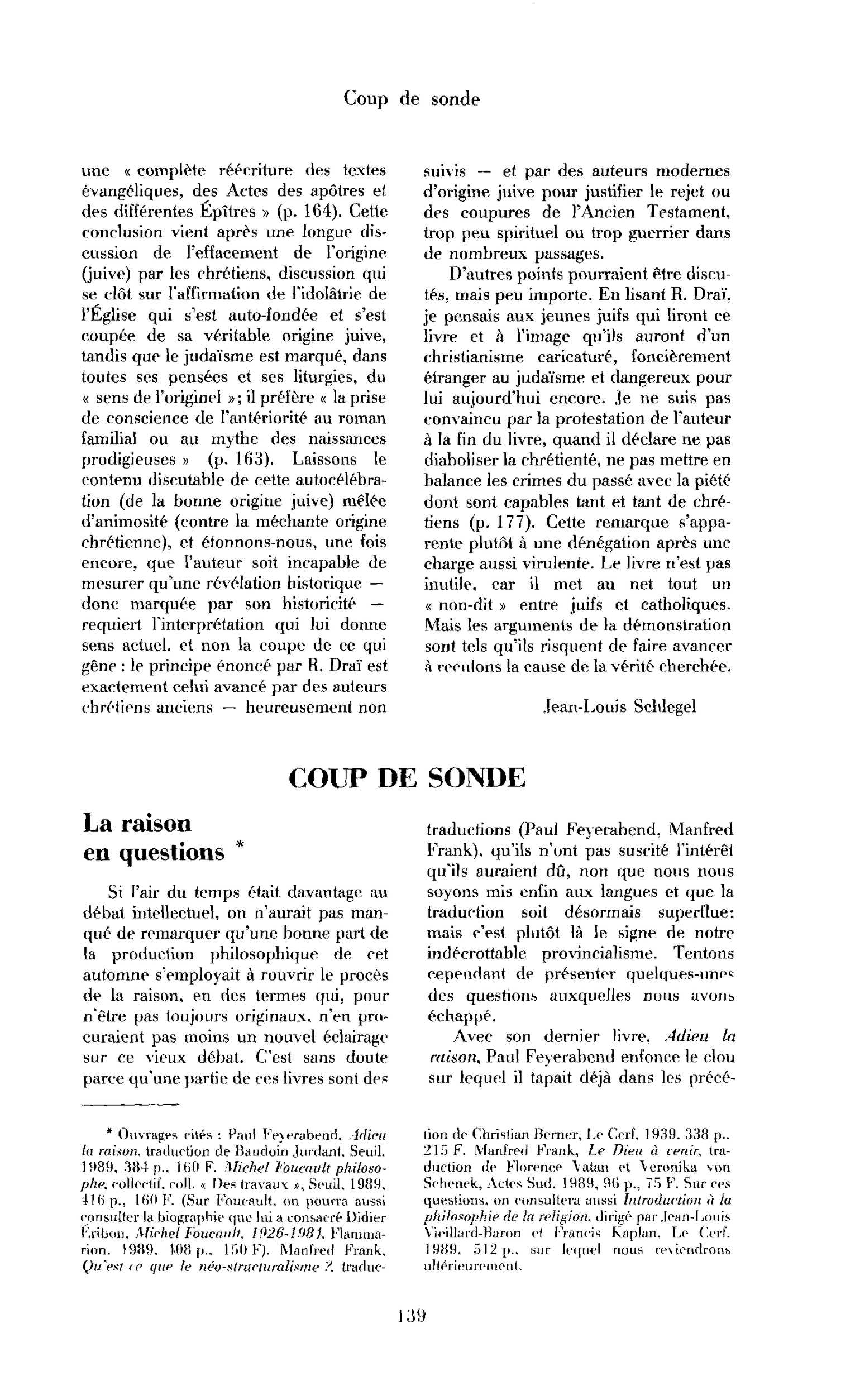 La raison en questions