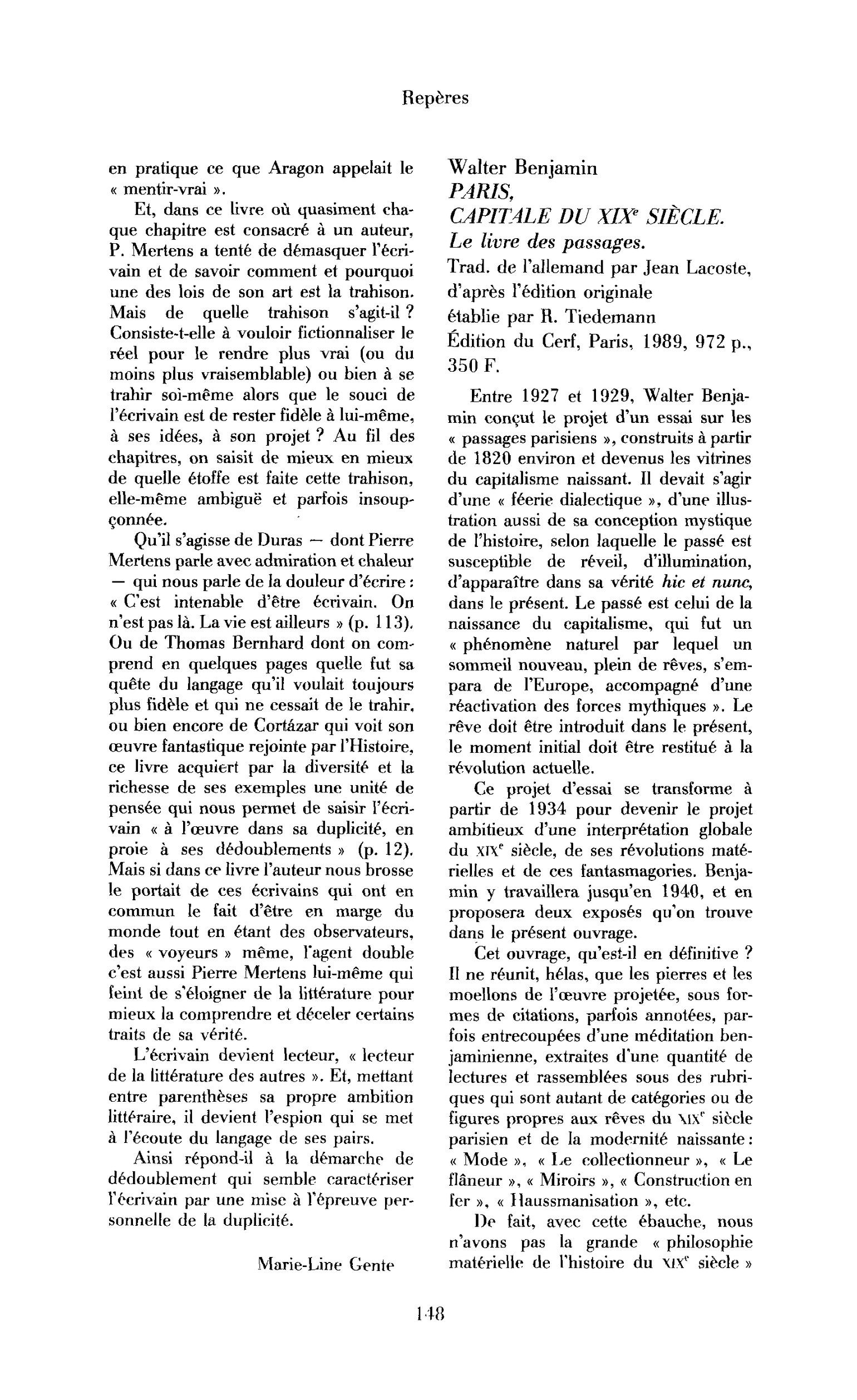 Walter Benjamin, Paris, capitale du XIXe siècle