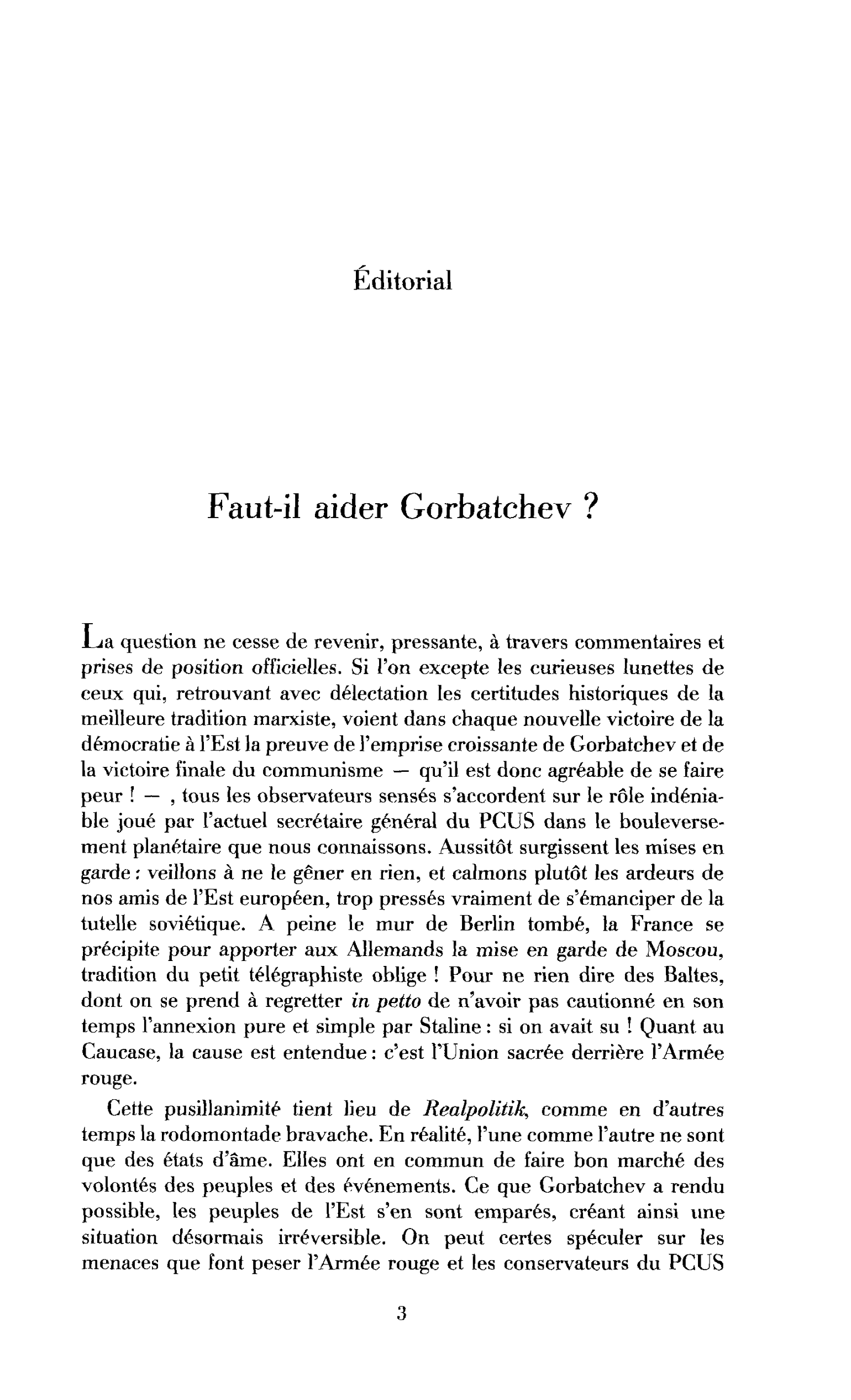 Faut-il aider Gorbatchev ?