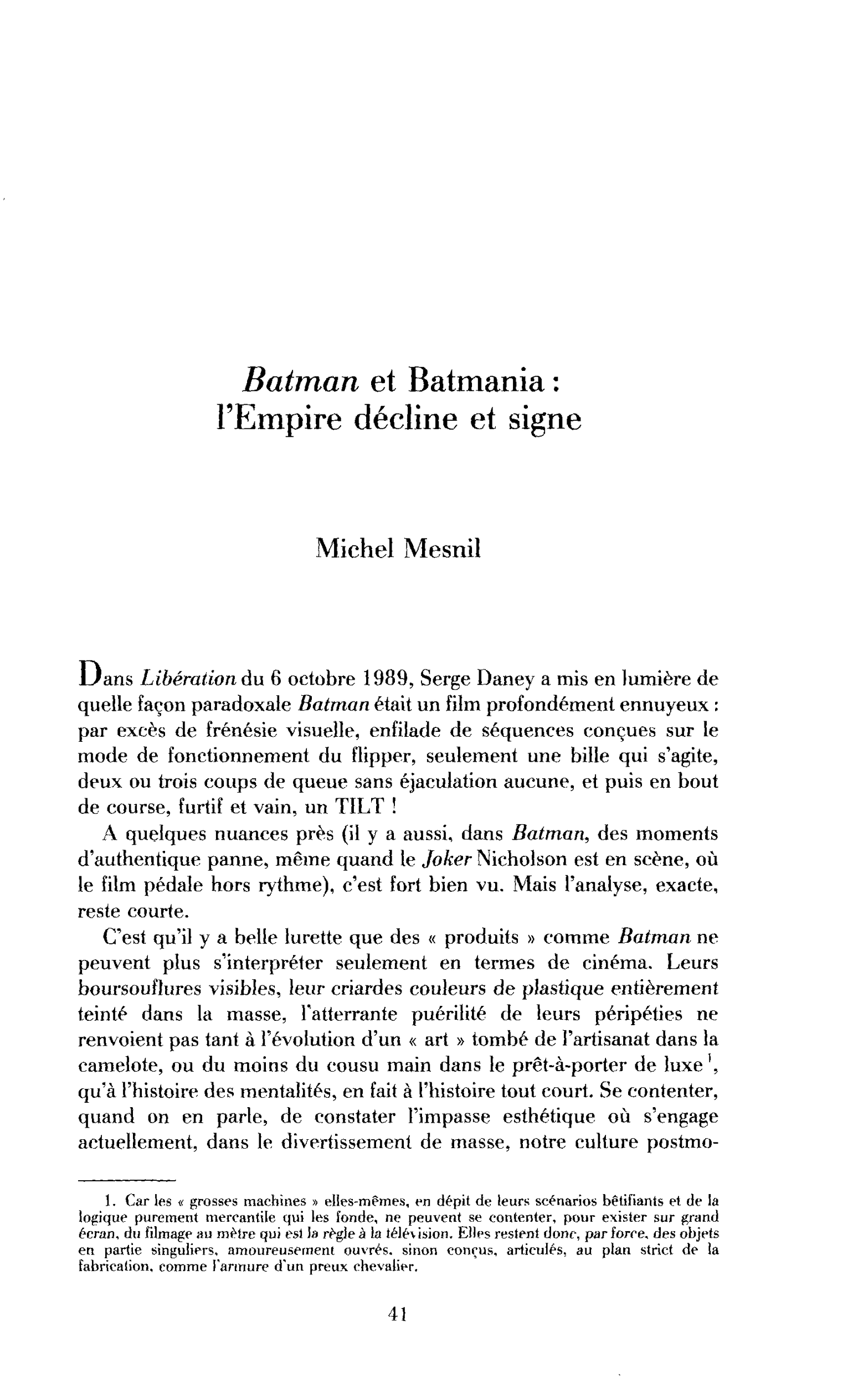 Batman et Batmania : l’Empire décline et signe