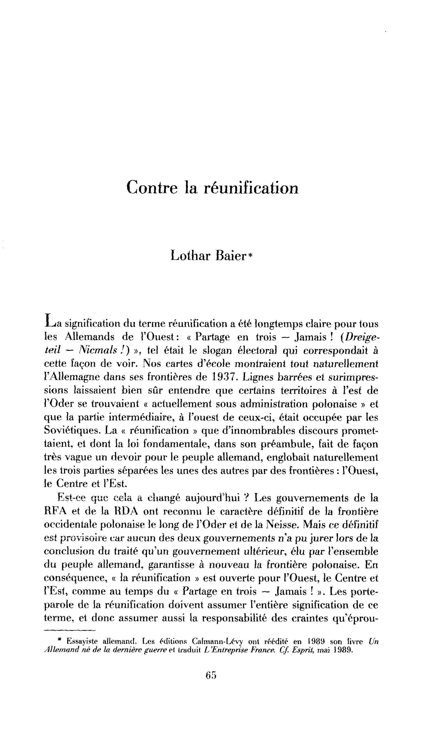 Contre la réunification
