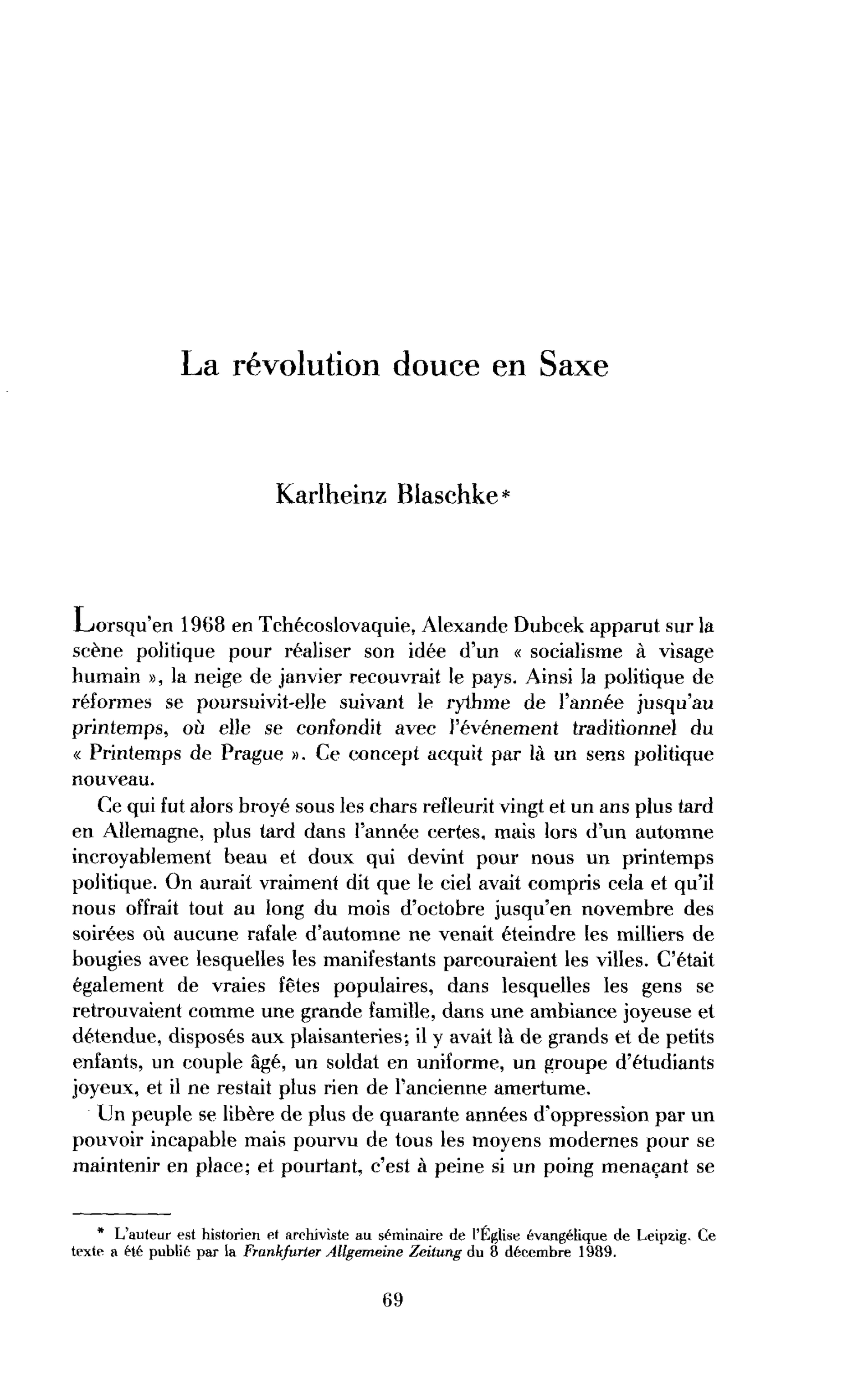 La révolution douce en Saxe