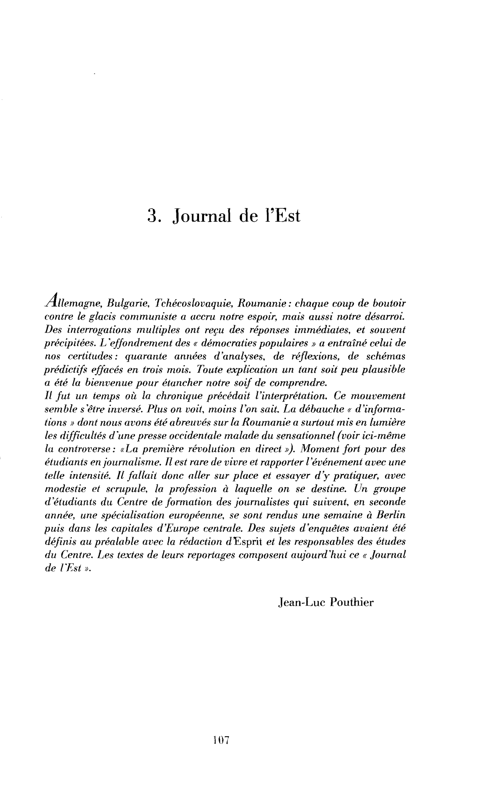 Journal de l’Est (introduction)