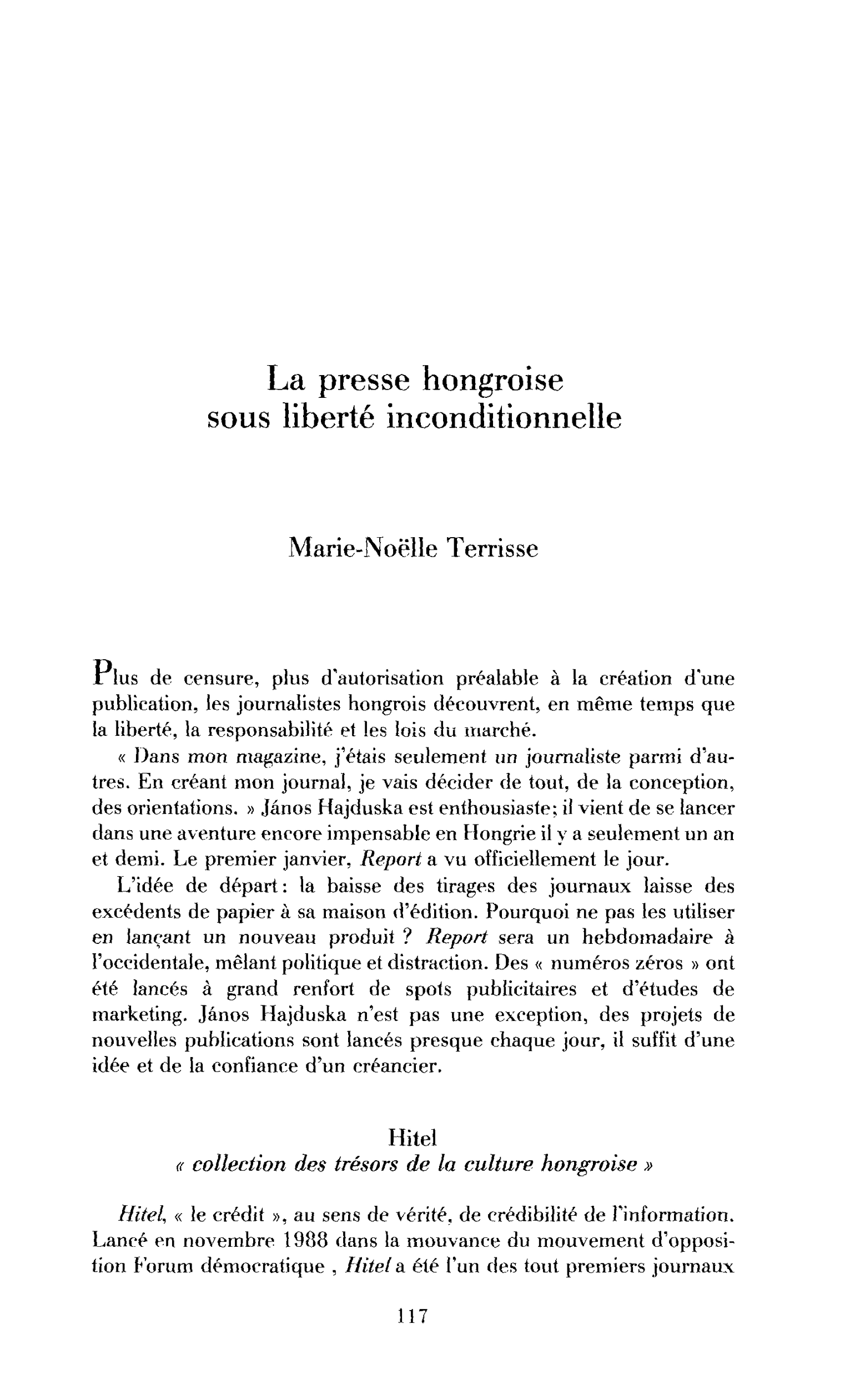 La presse hongroise sous liberté conditionnelle
