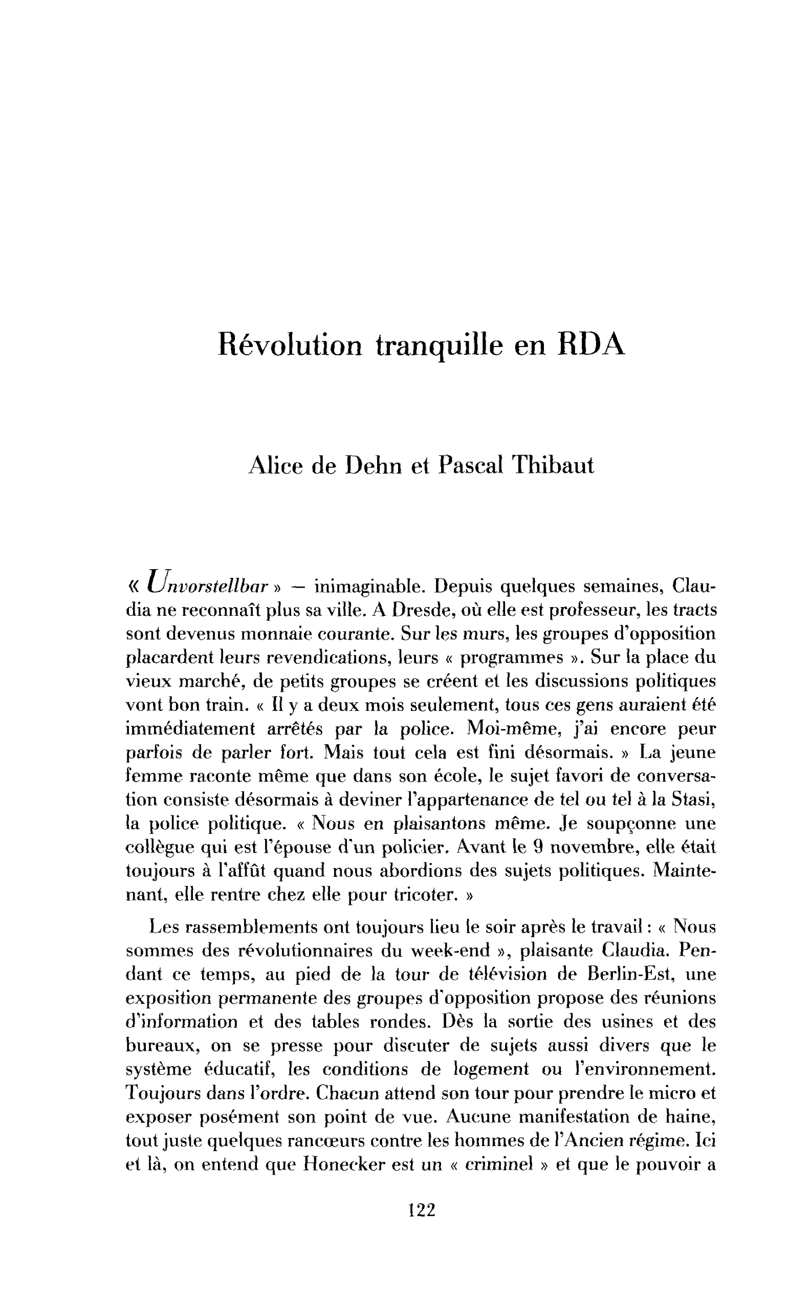 Révolution tranquille en RDA