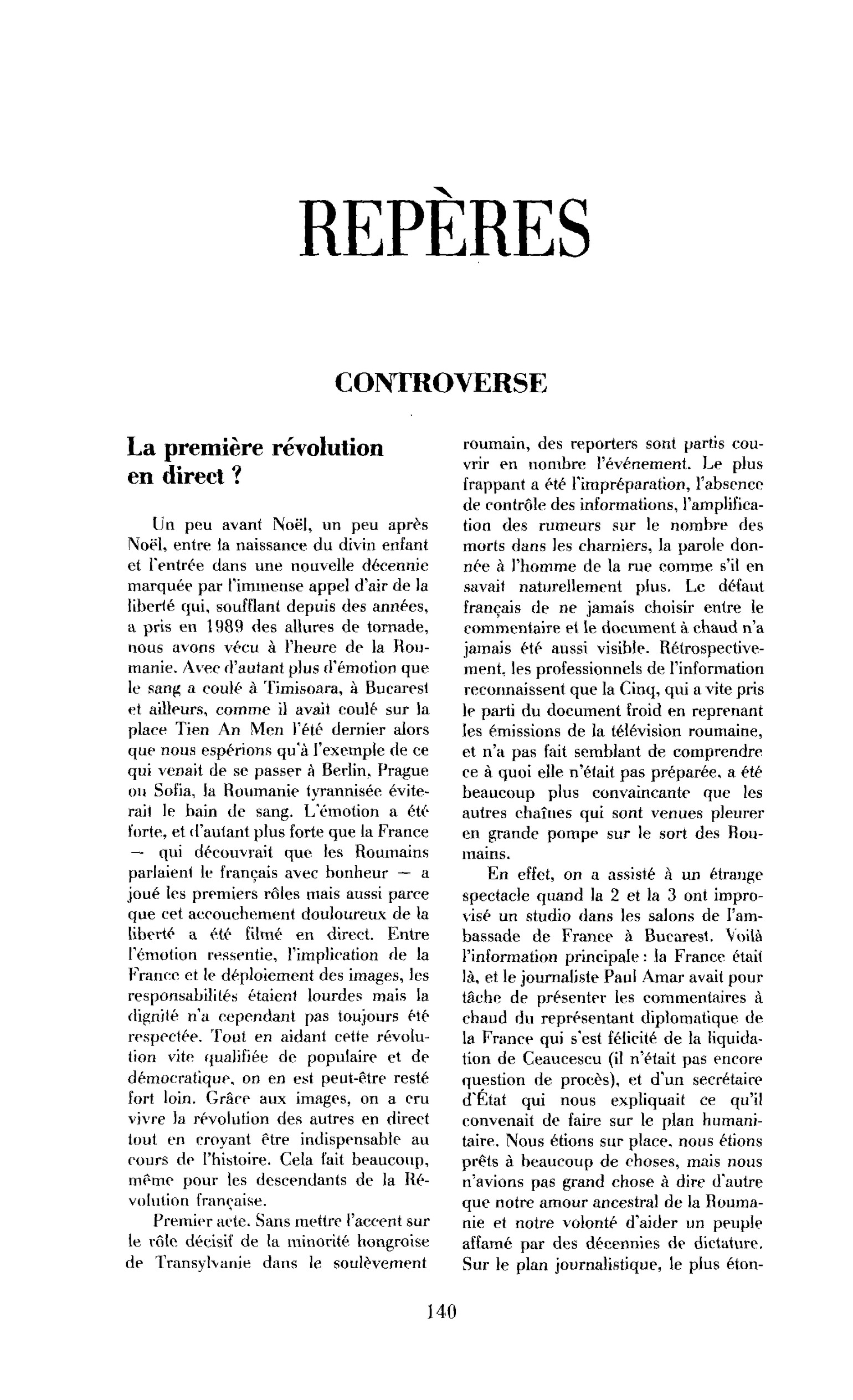 La première révolution en direct