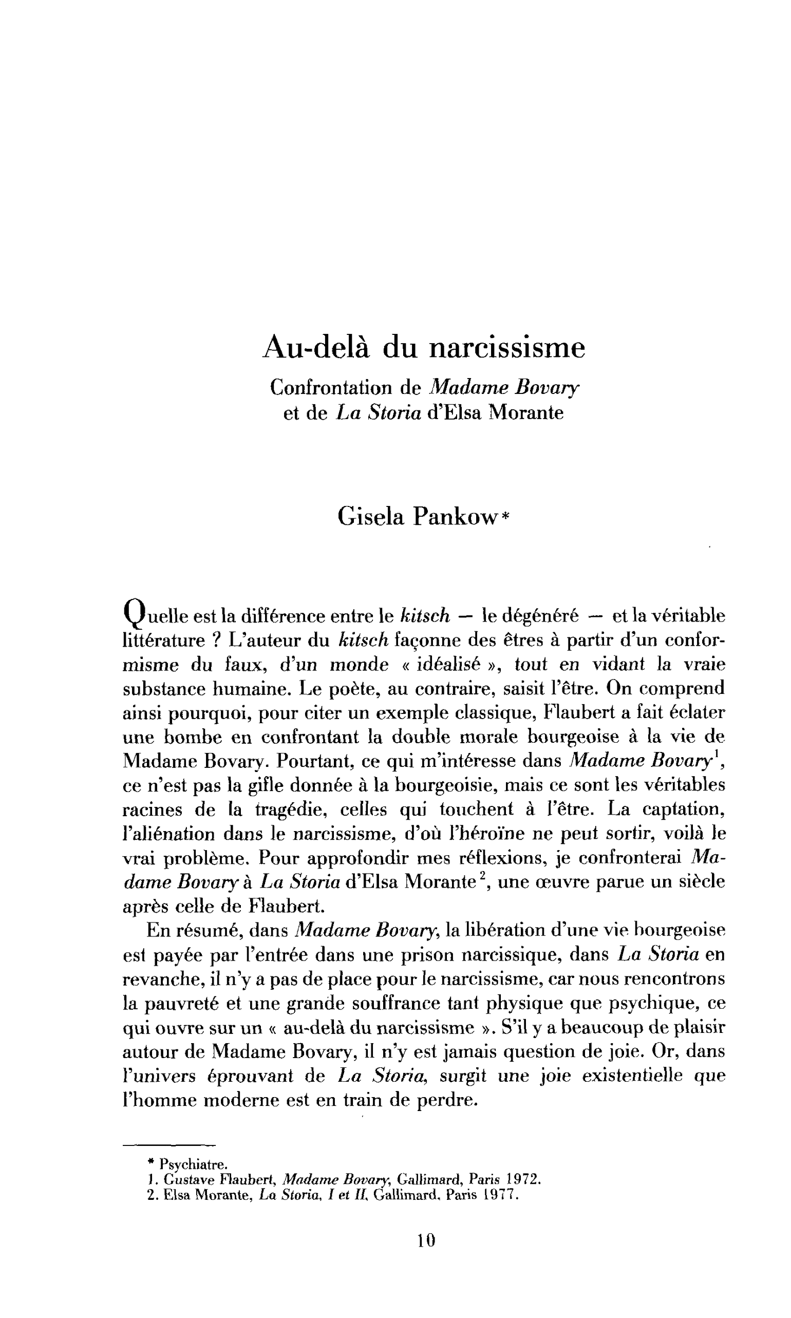 Au-delà du narcissisme