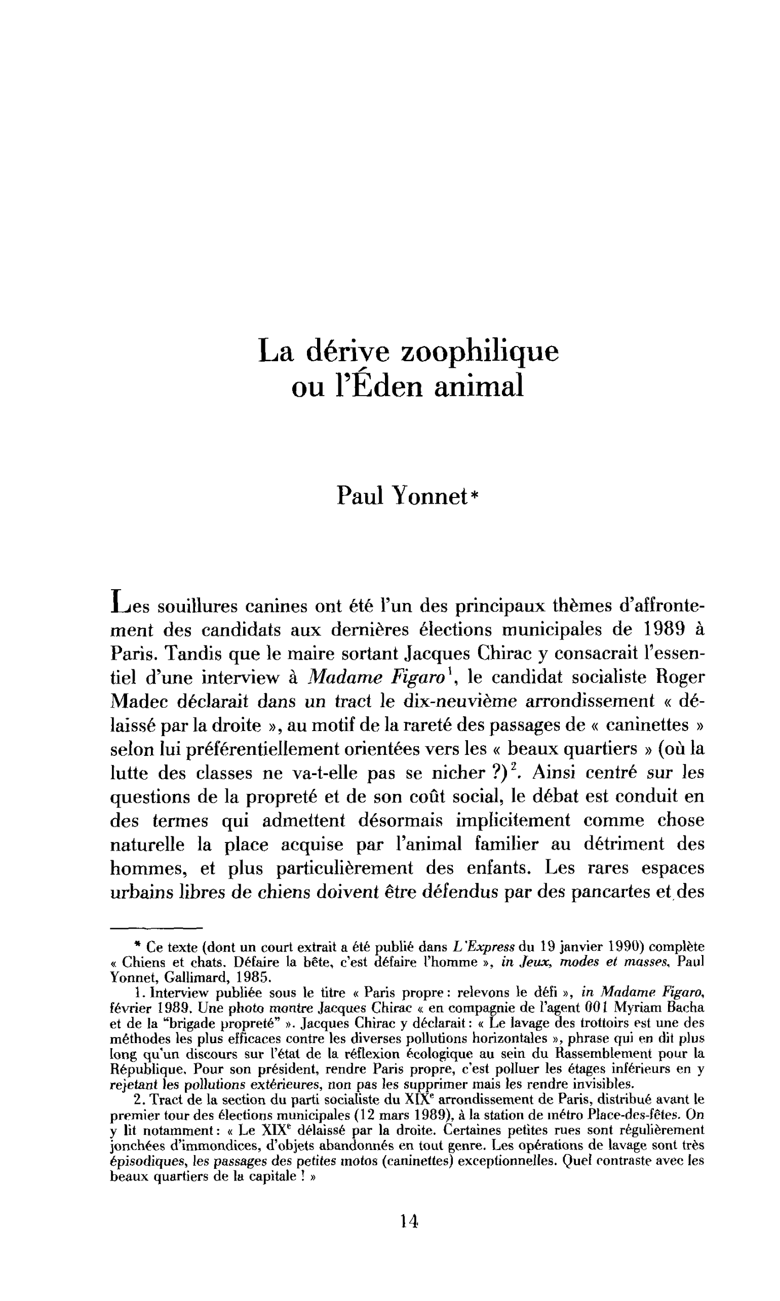 La dérive zoophilique ou l’Eden animal