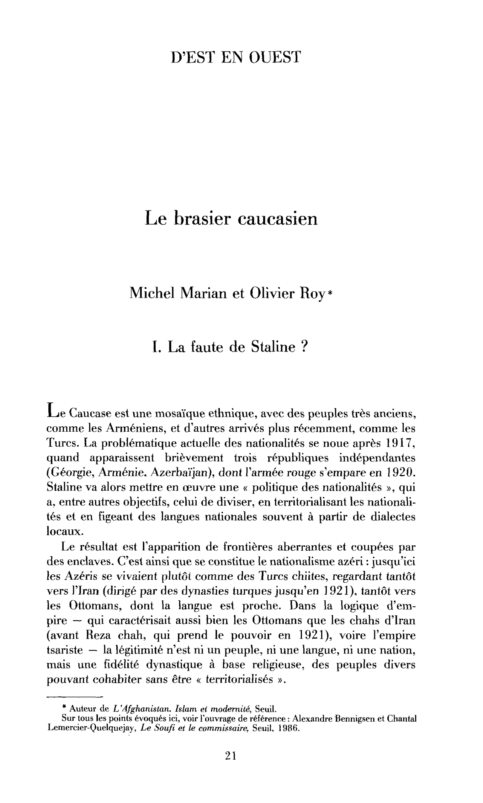 Le brasier caucasien