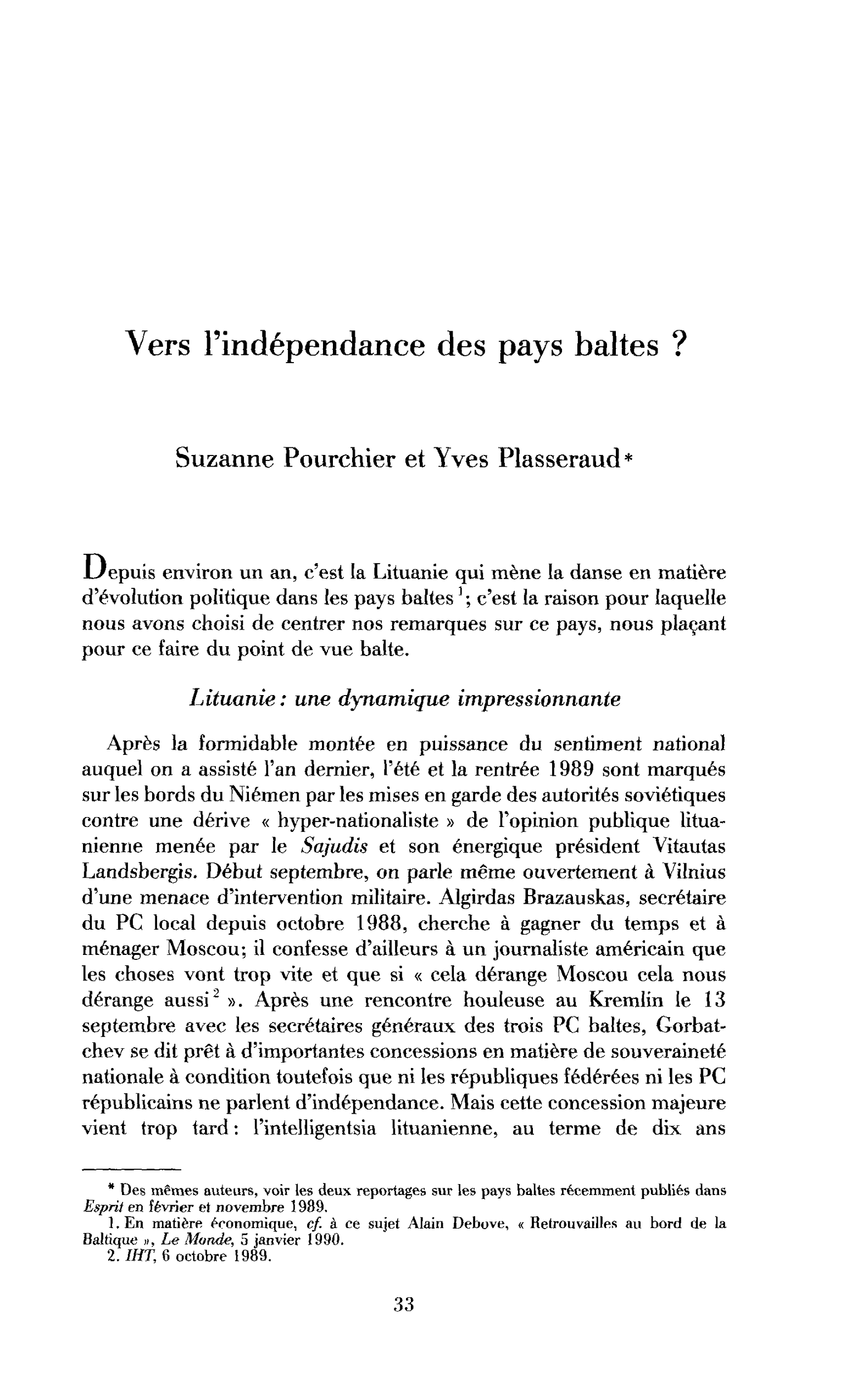 Vers l’indépendance des pays baltes ?