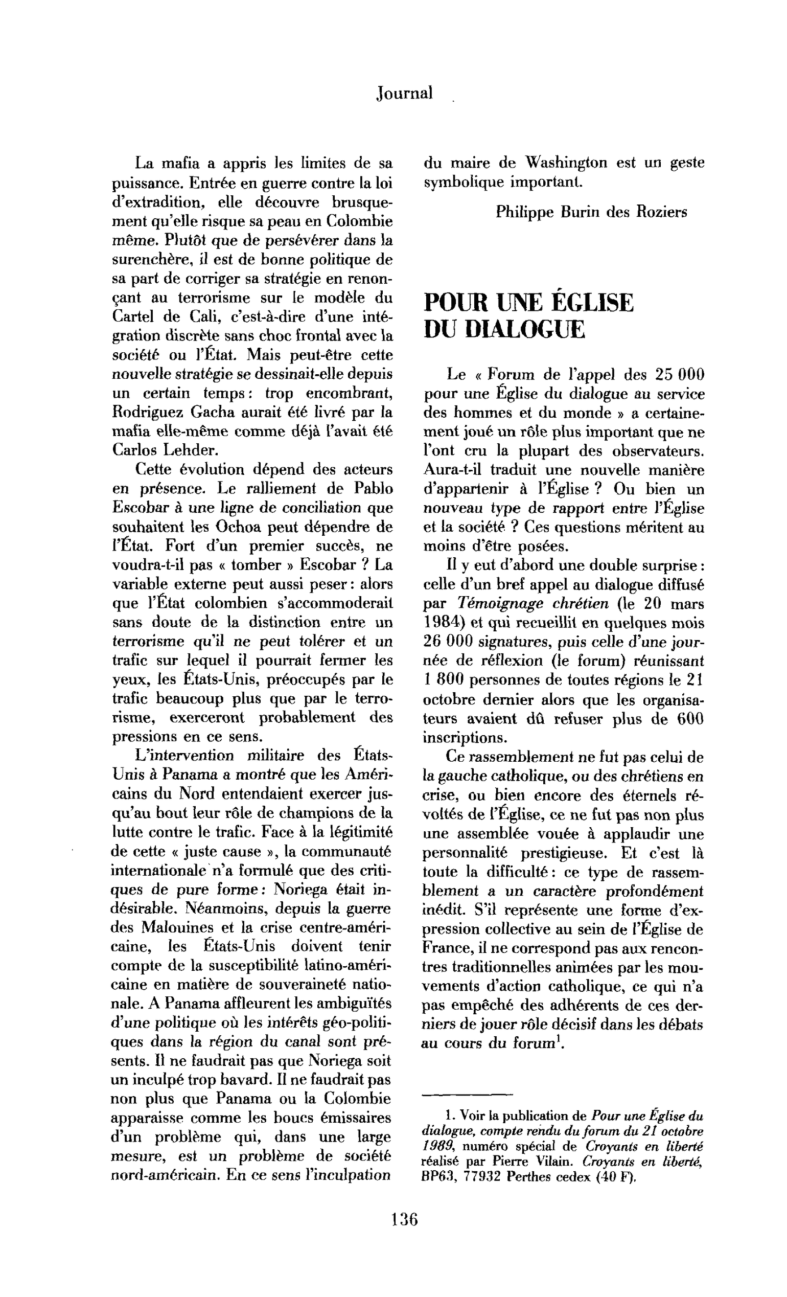 Pour une Eglise de dialogue