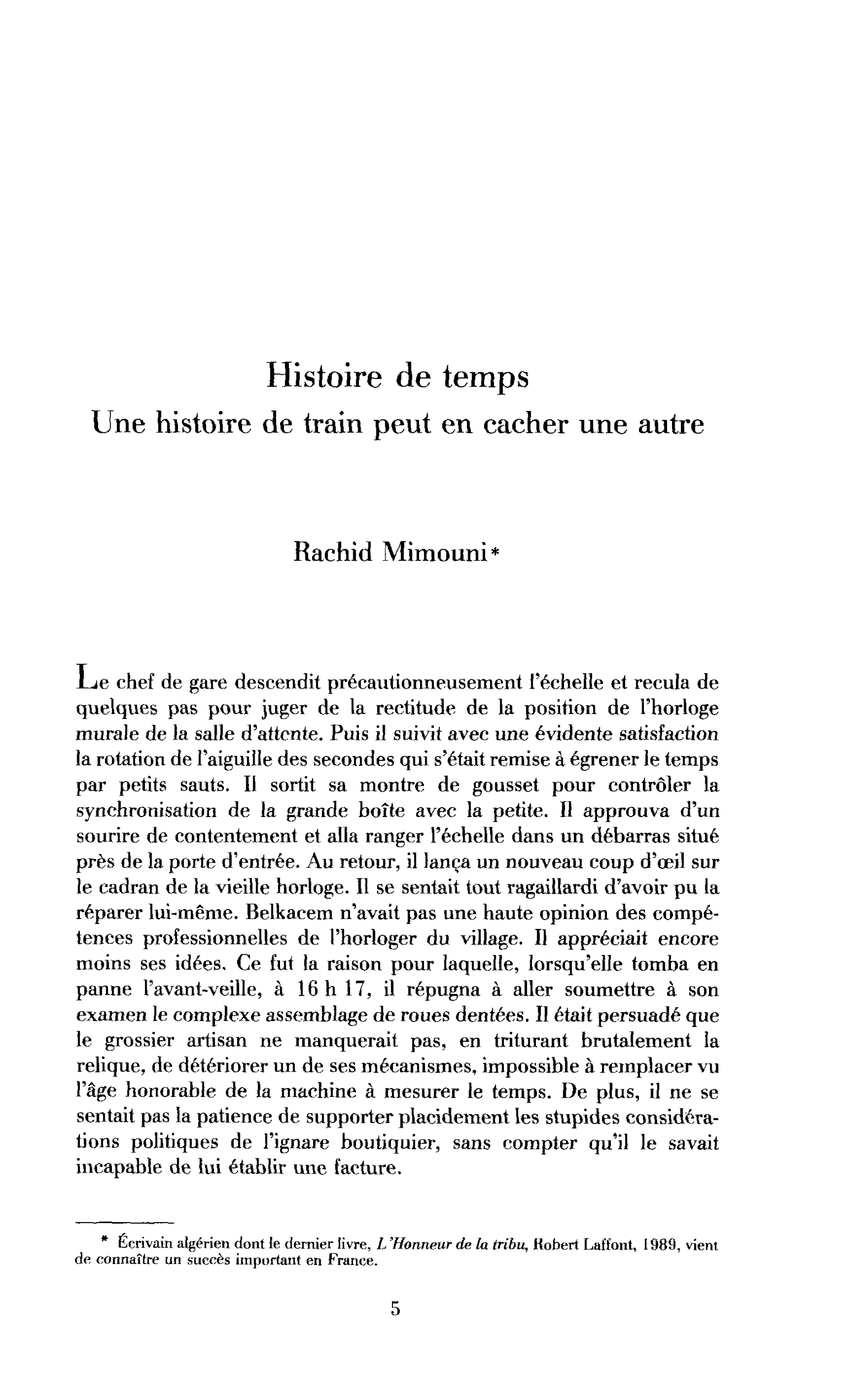 Histoire de temps