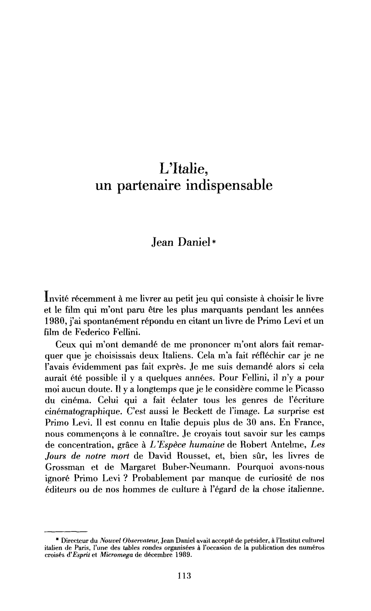 L’Italie, un partenaire indispensable