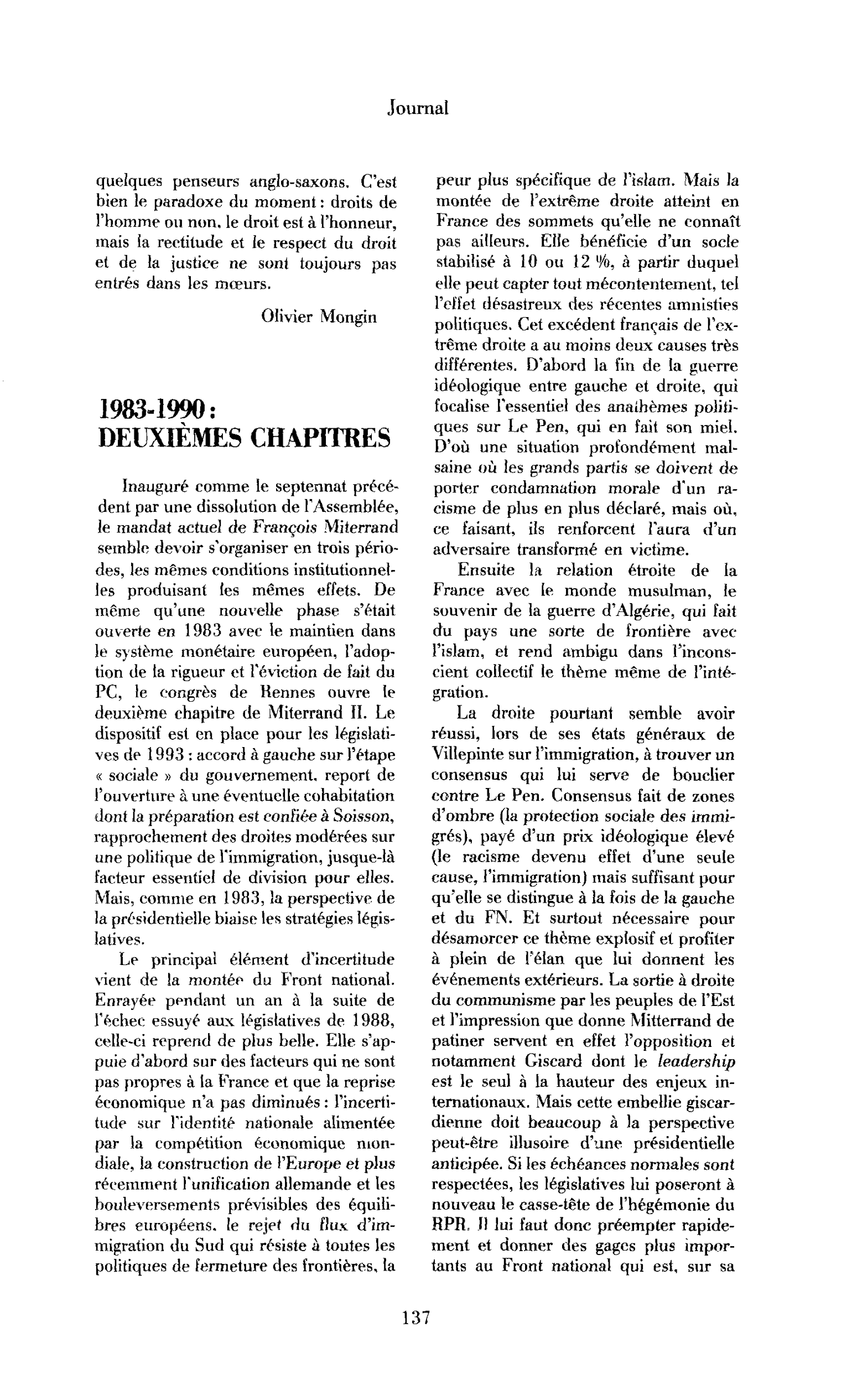 1983-1990 : deuxièmes chapitres