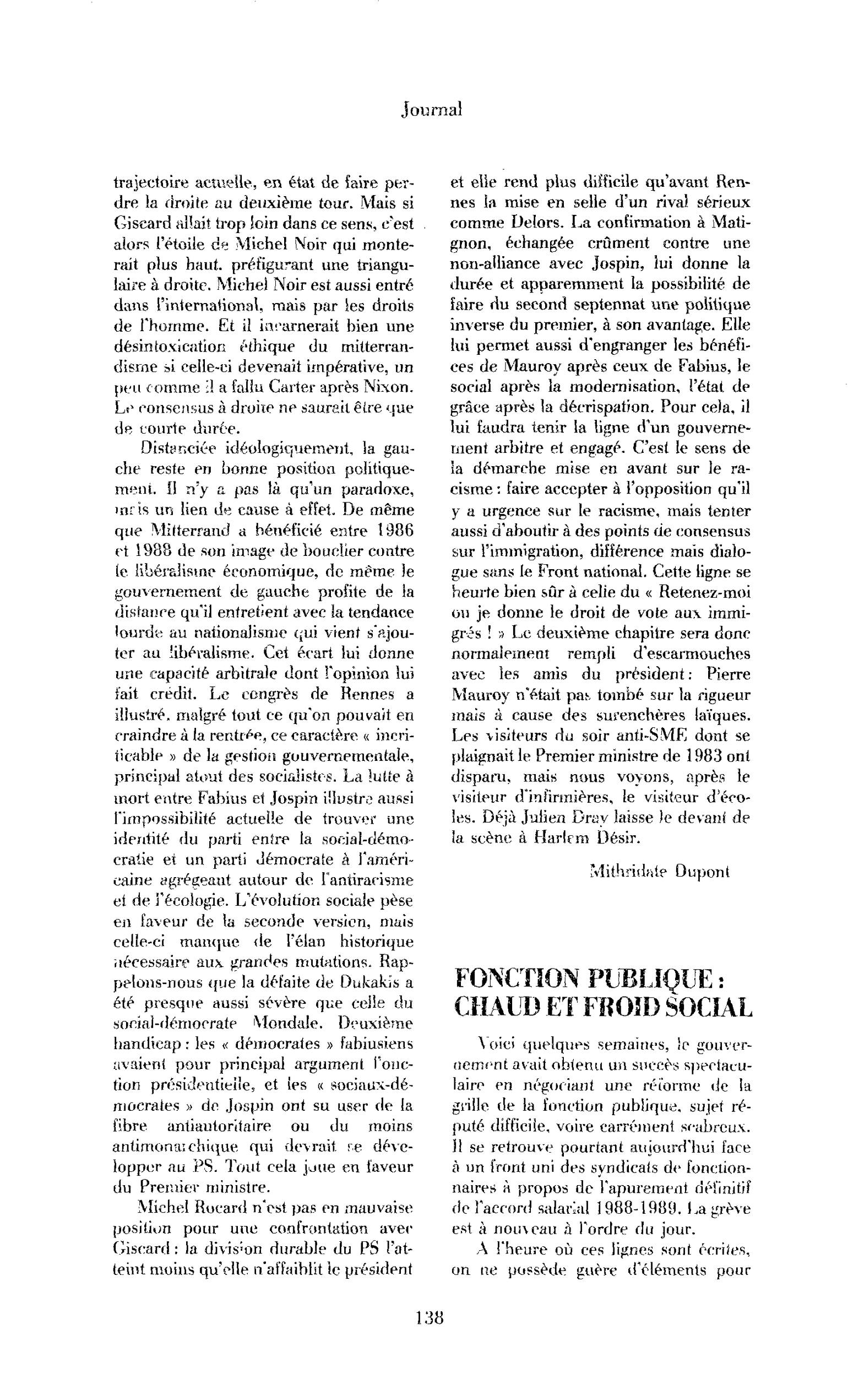 Fonction publique : chaud et froid social