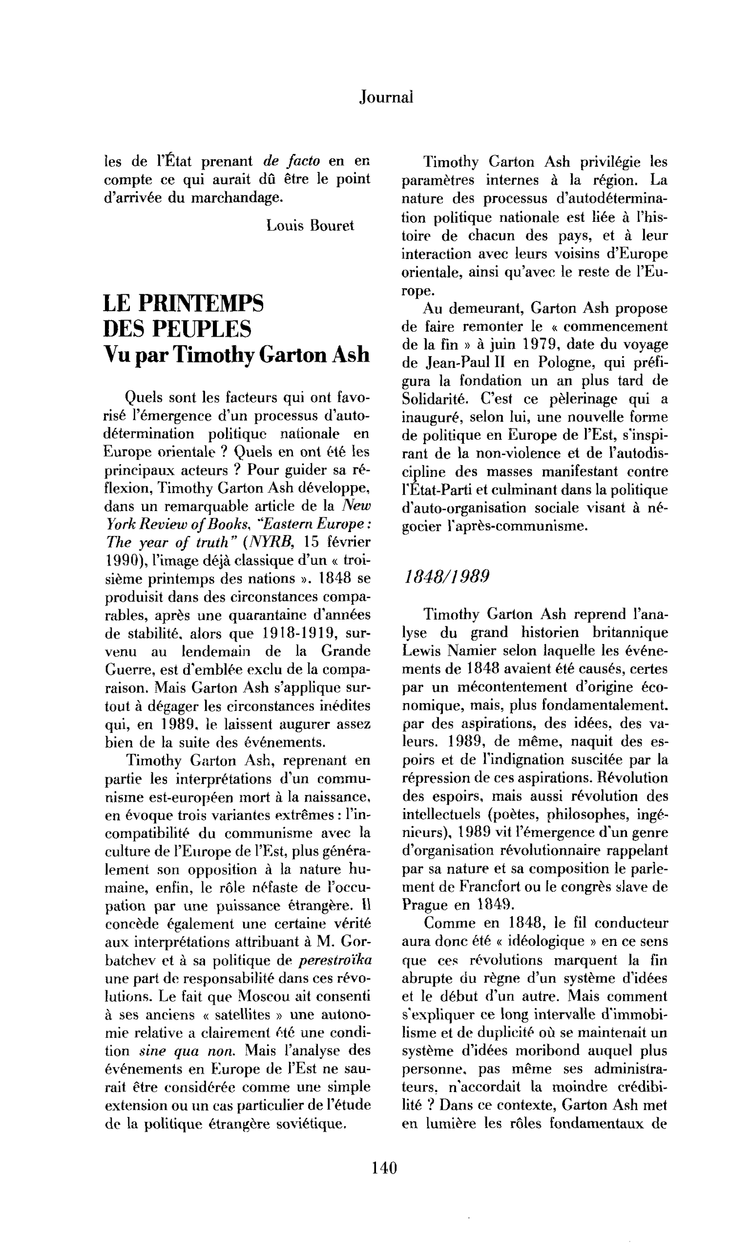 Le Printemps des peuples vu par Timothy Garton Ash