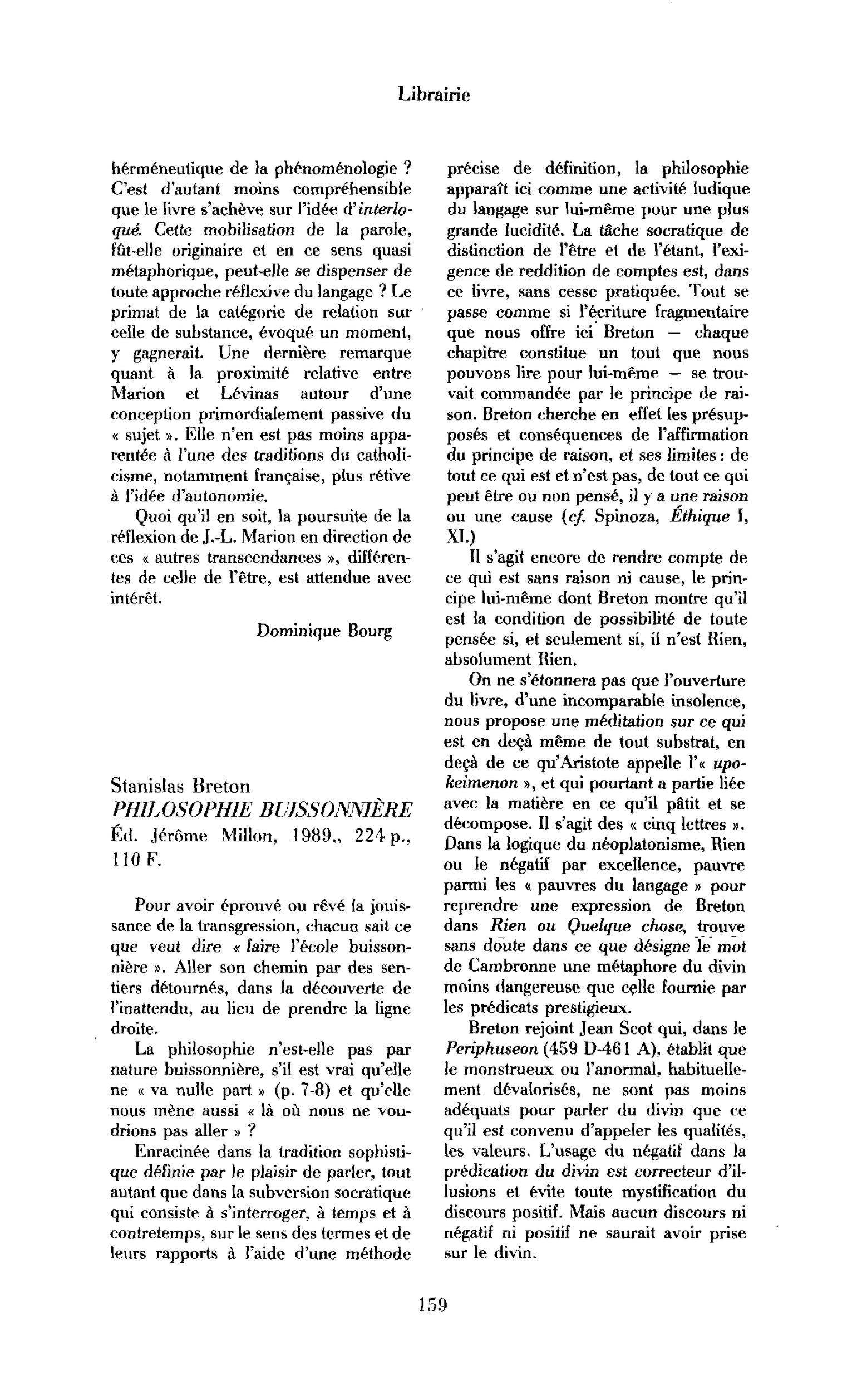 Stanislas Breton, Philosophie buissonnière