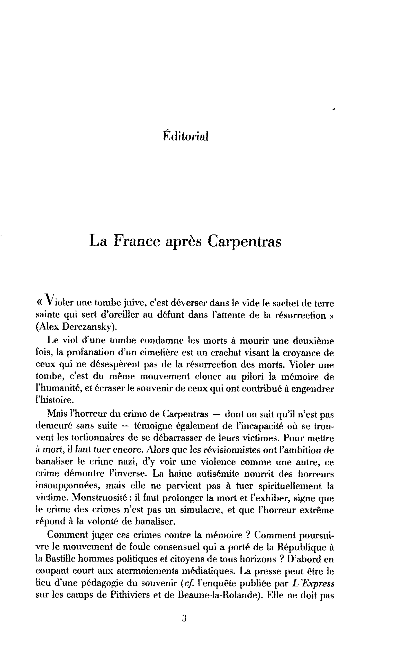 La France après Carpentras