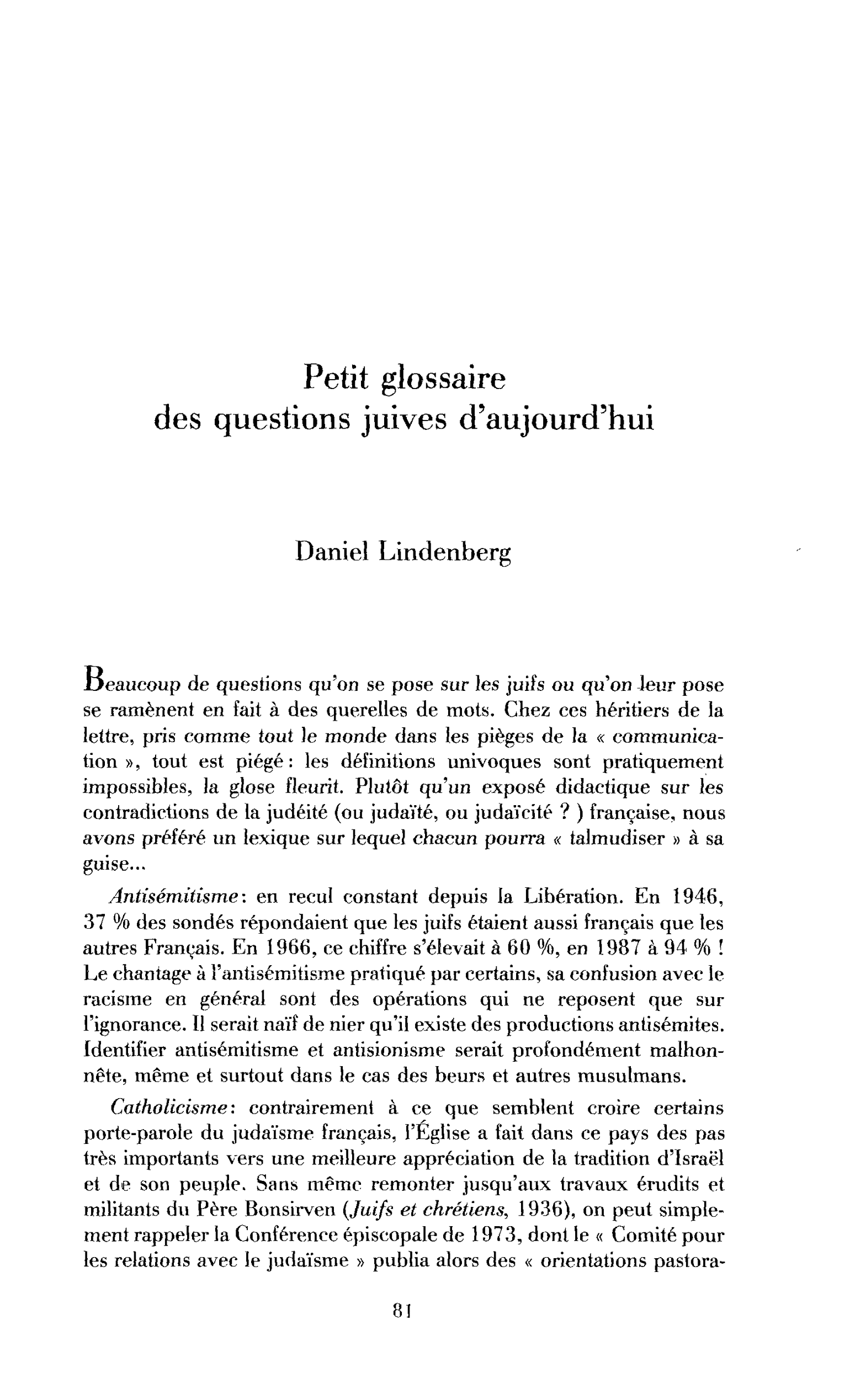 Petit glossaire des questions juives d’aujourd’hui