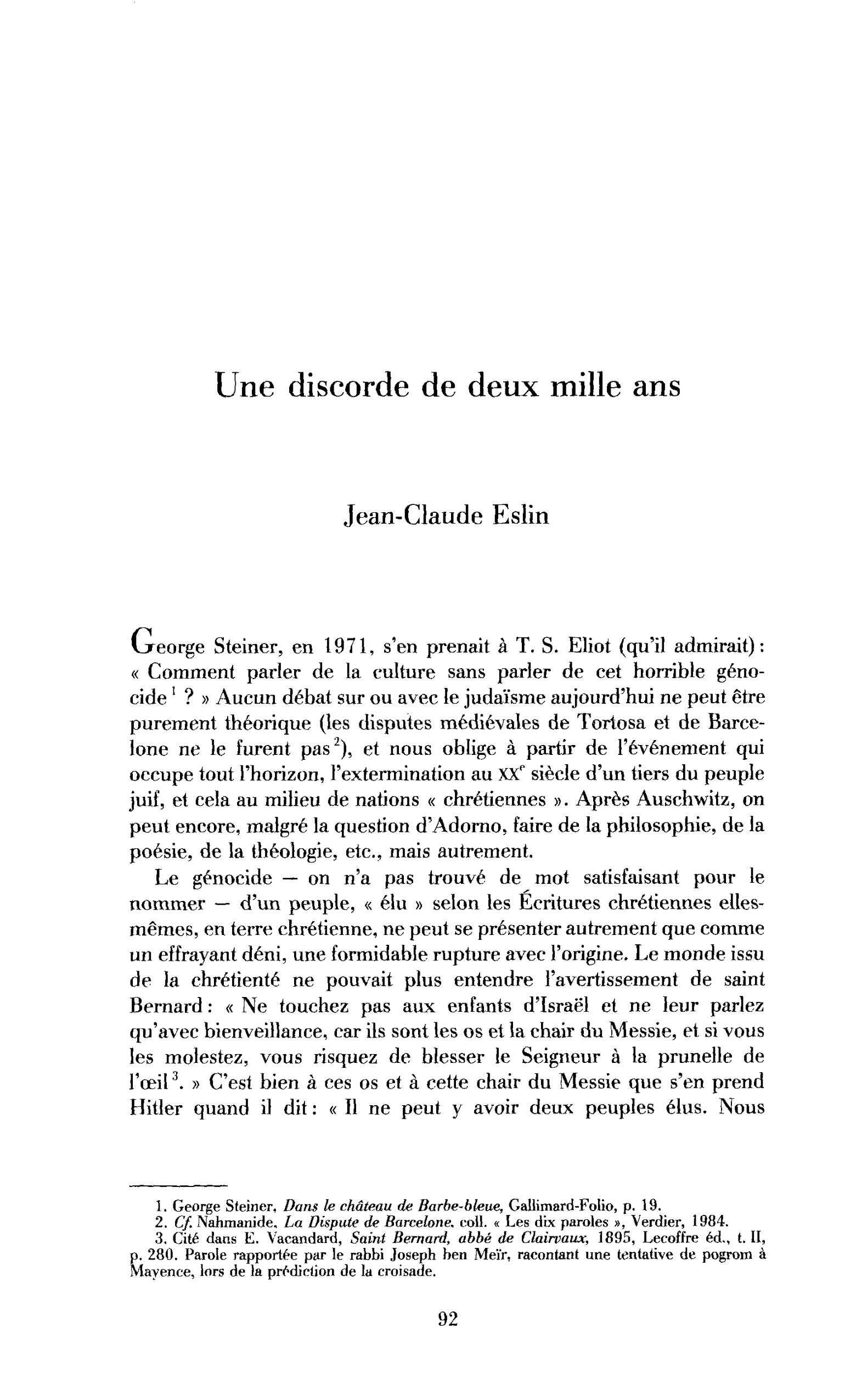 Deux mille ans de discorde