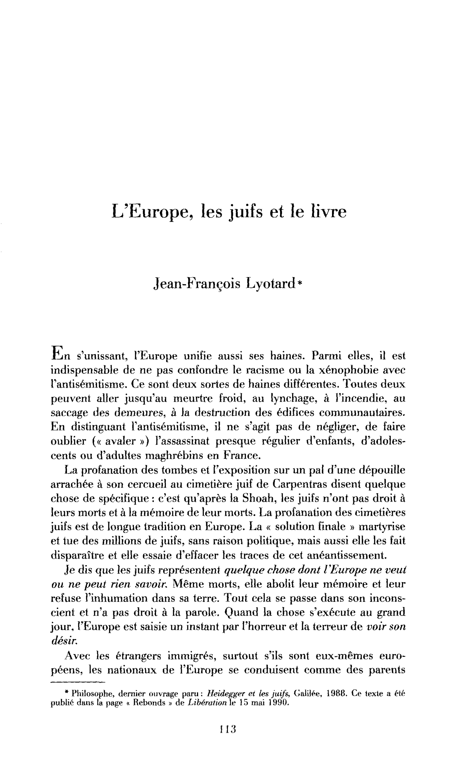 L’Europe, les juifs et le livre