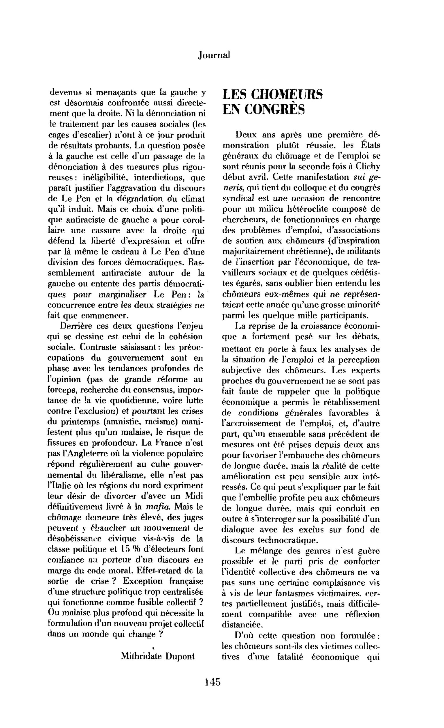 Les chômeurs en congrès