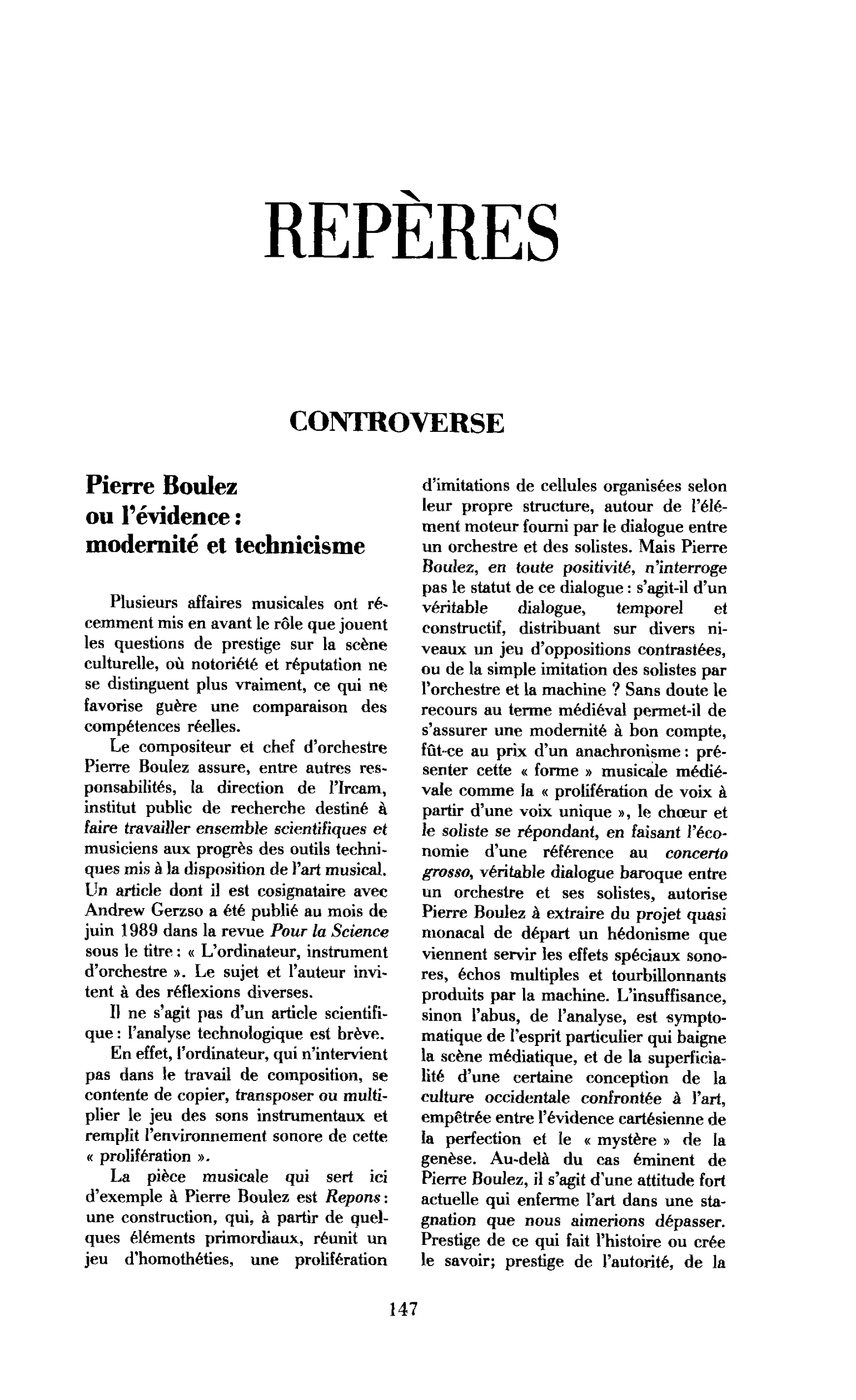 Pierre Boulez ou l’évidence