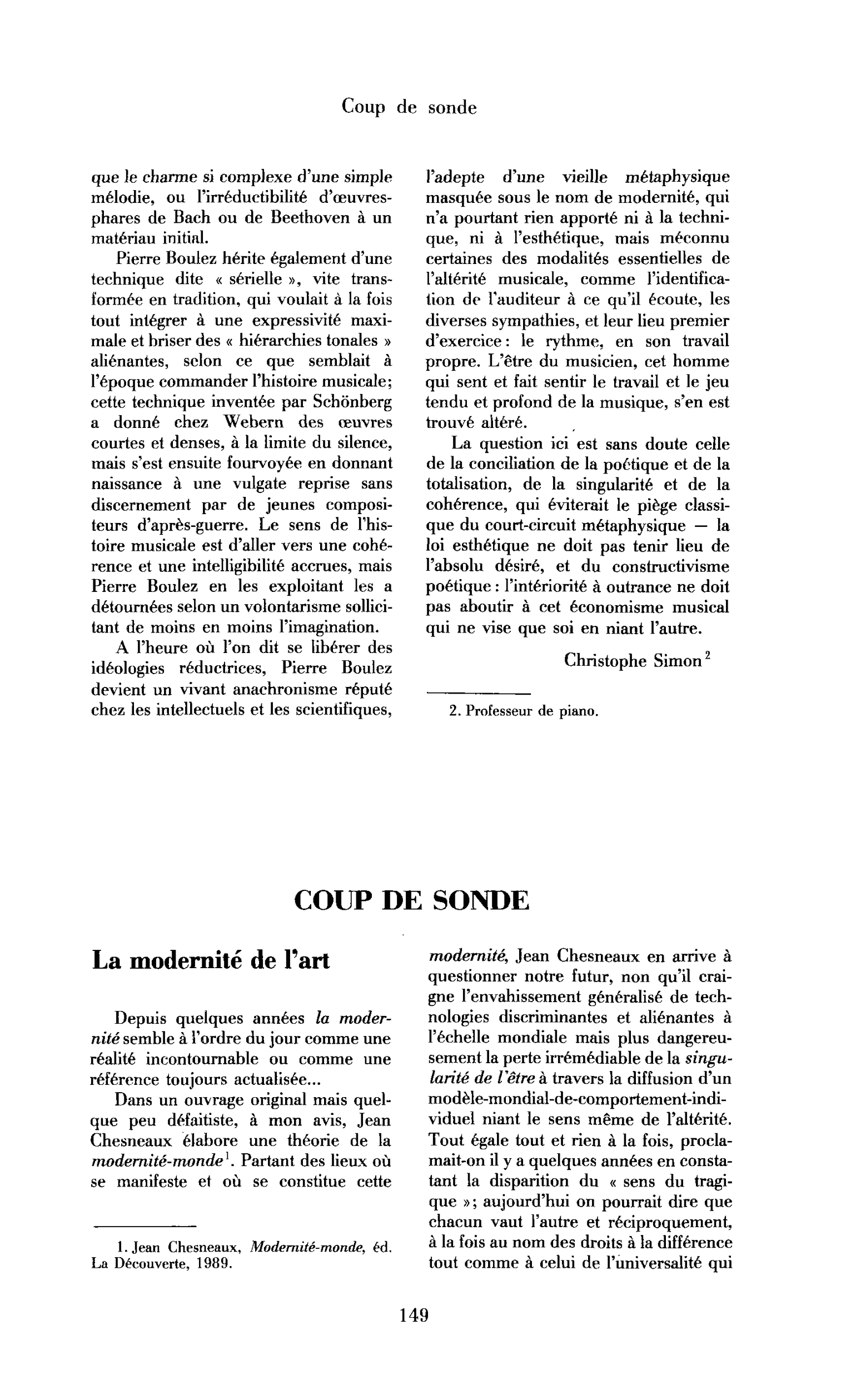 La modernité de l’art
