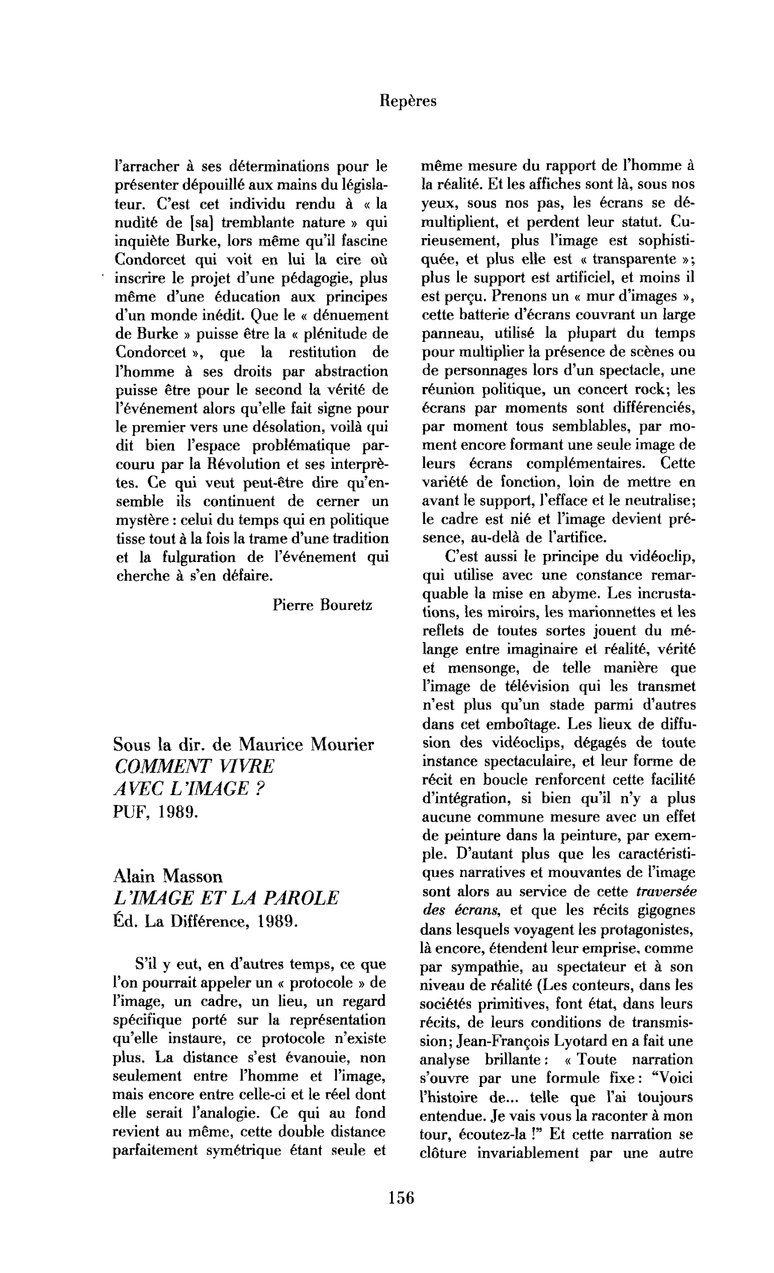 Maurice Mourier (dir), Comment vivre avec l’image ? Alain Masson, L’Image et la parole