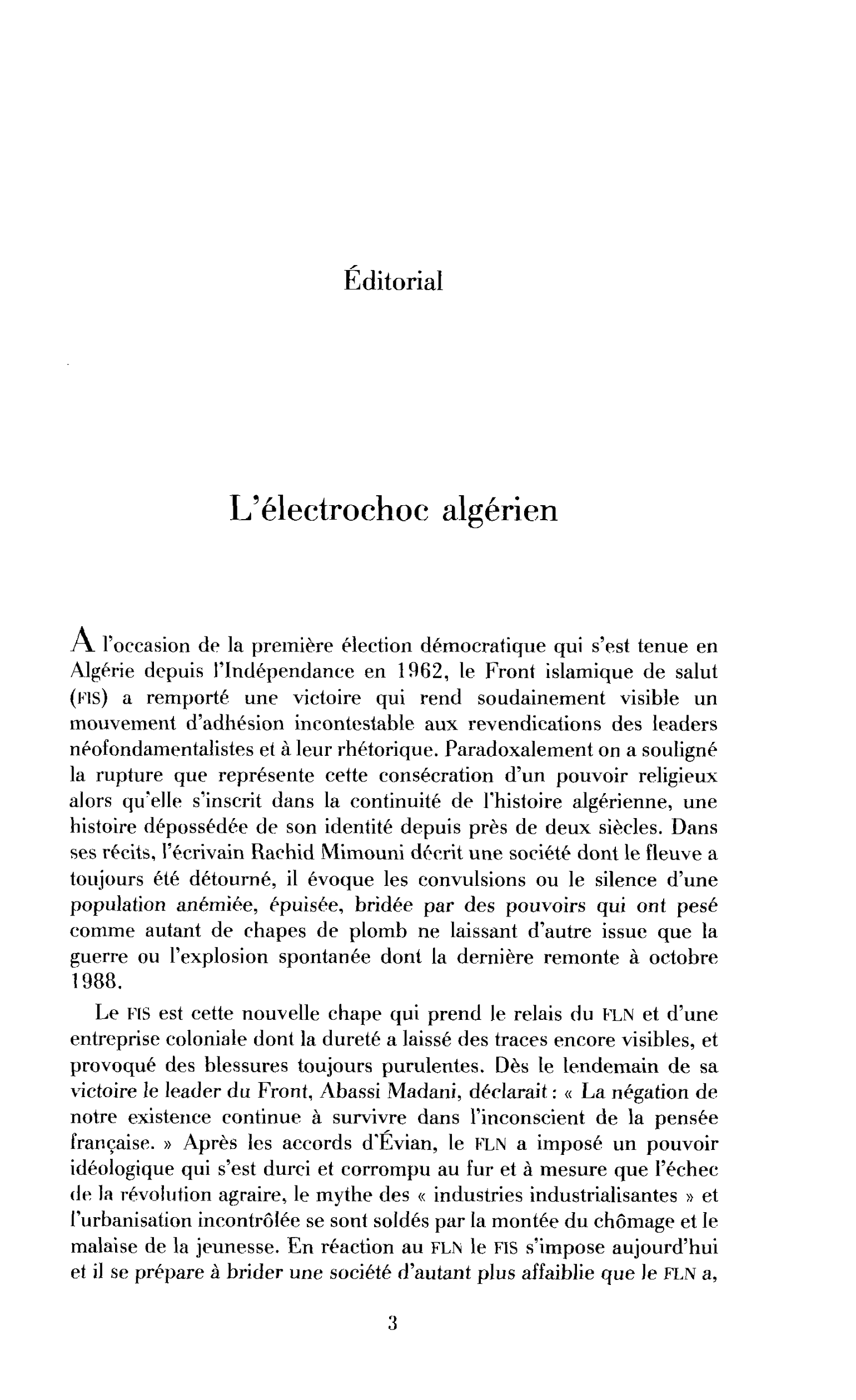 L’électrochoc algérien