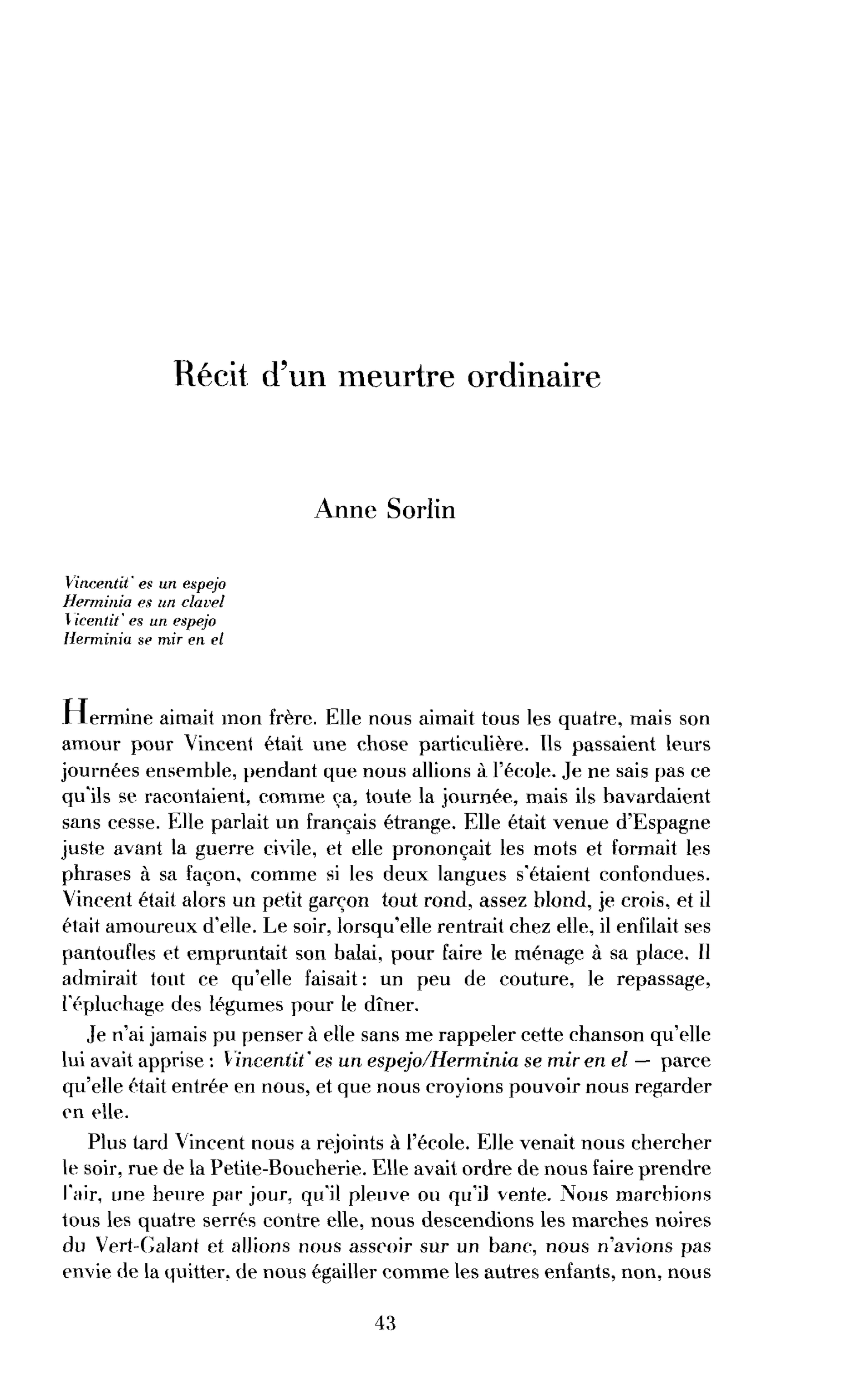 Récit d’un meurtre ordinaire
