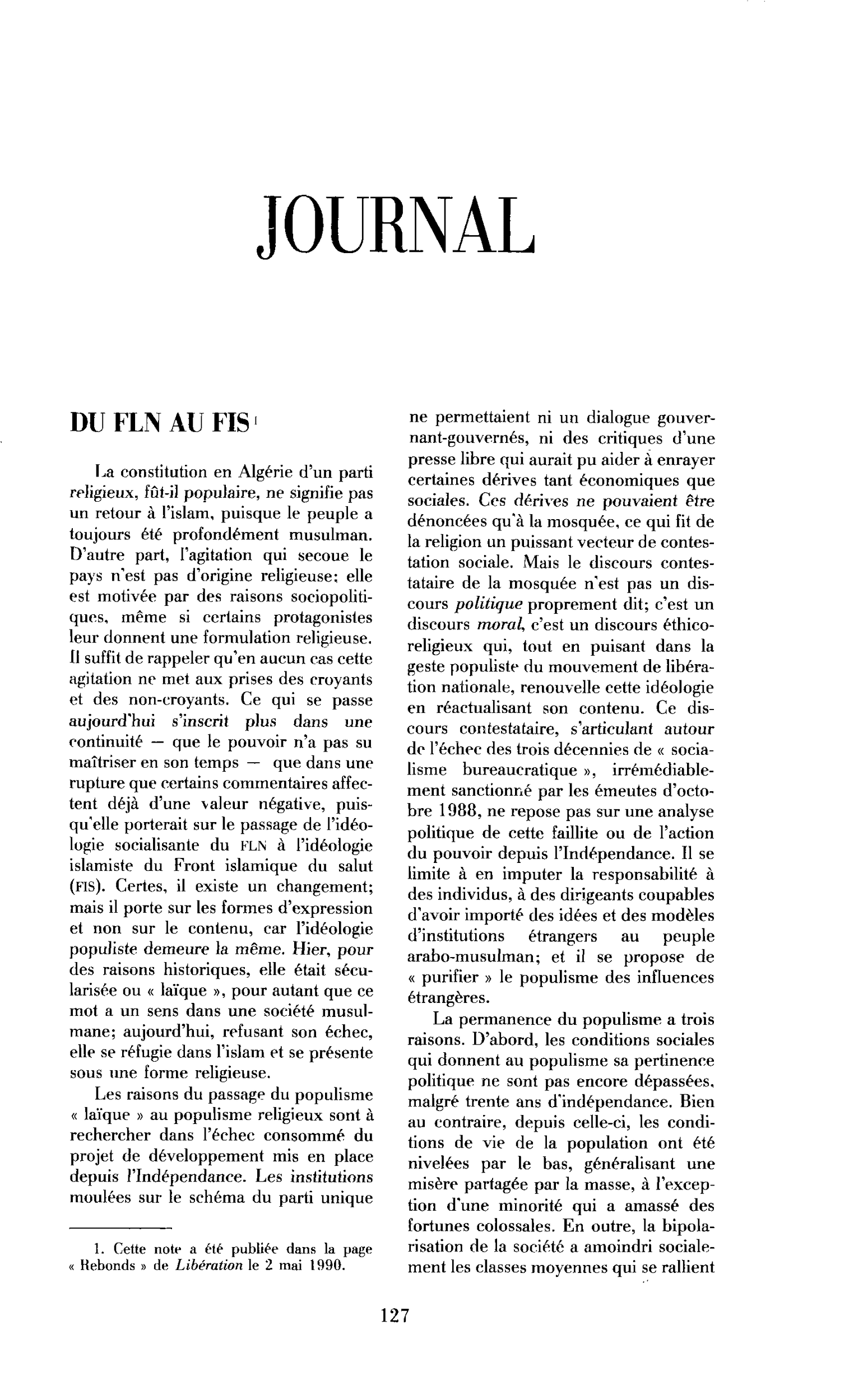 Du FLN au FIS