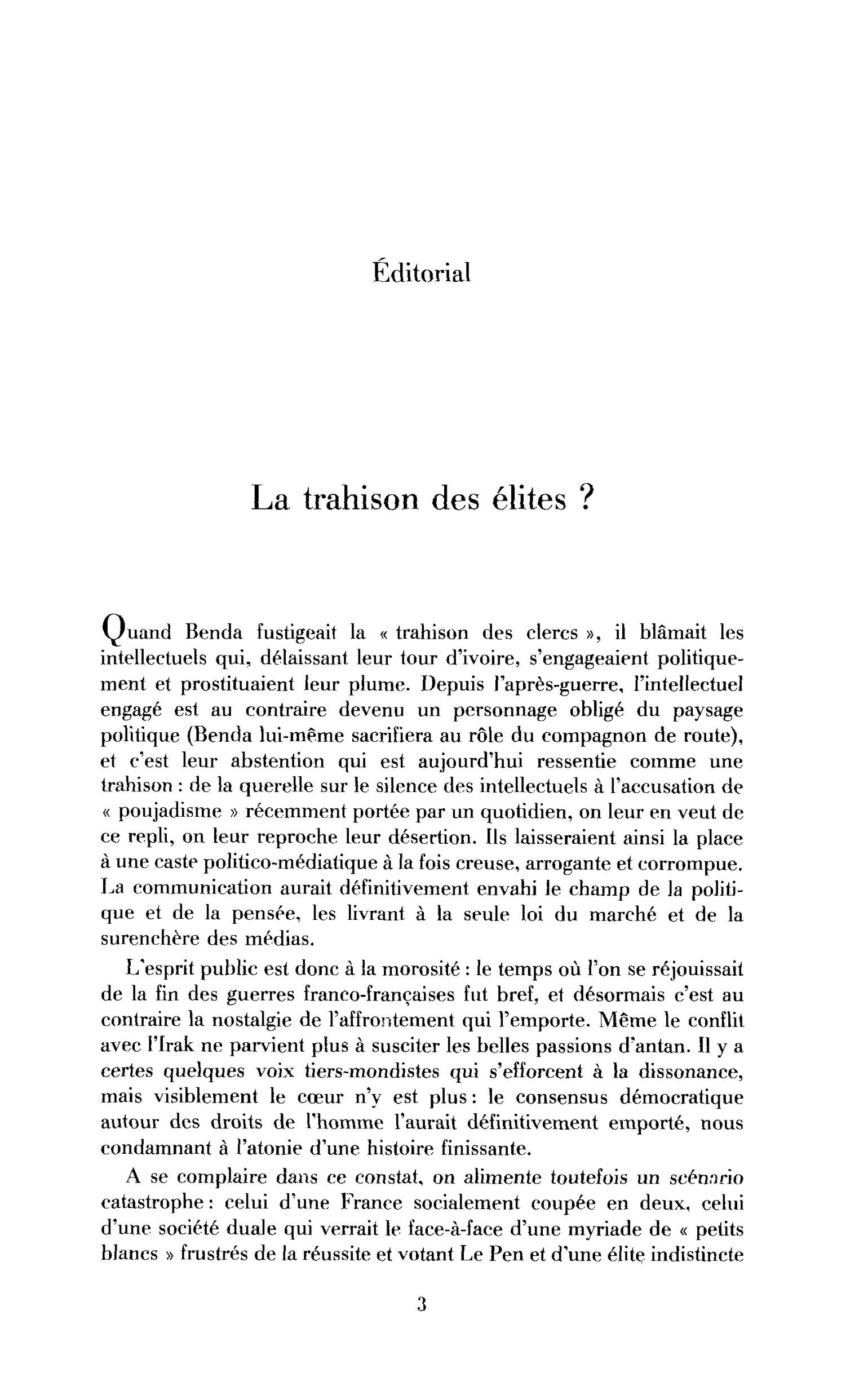 La trahison des élites ?