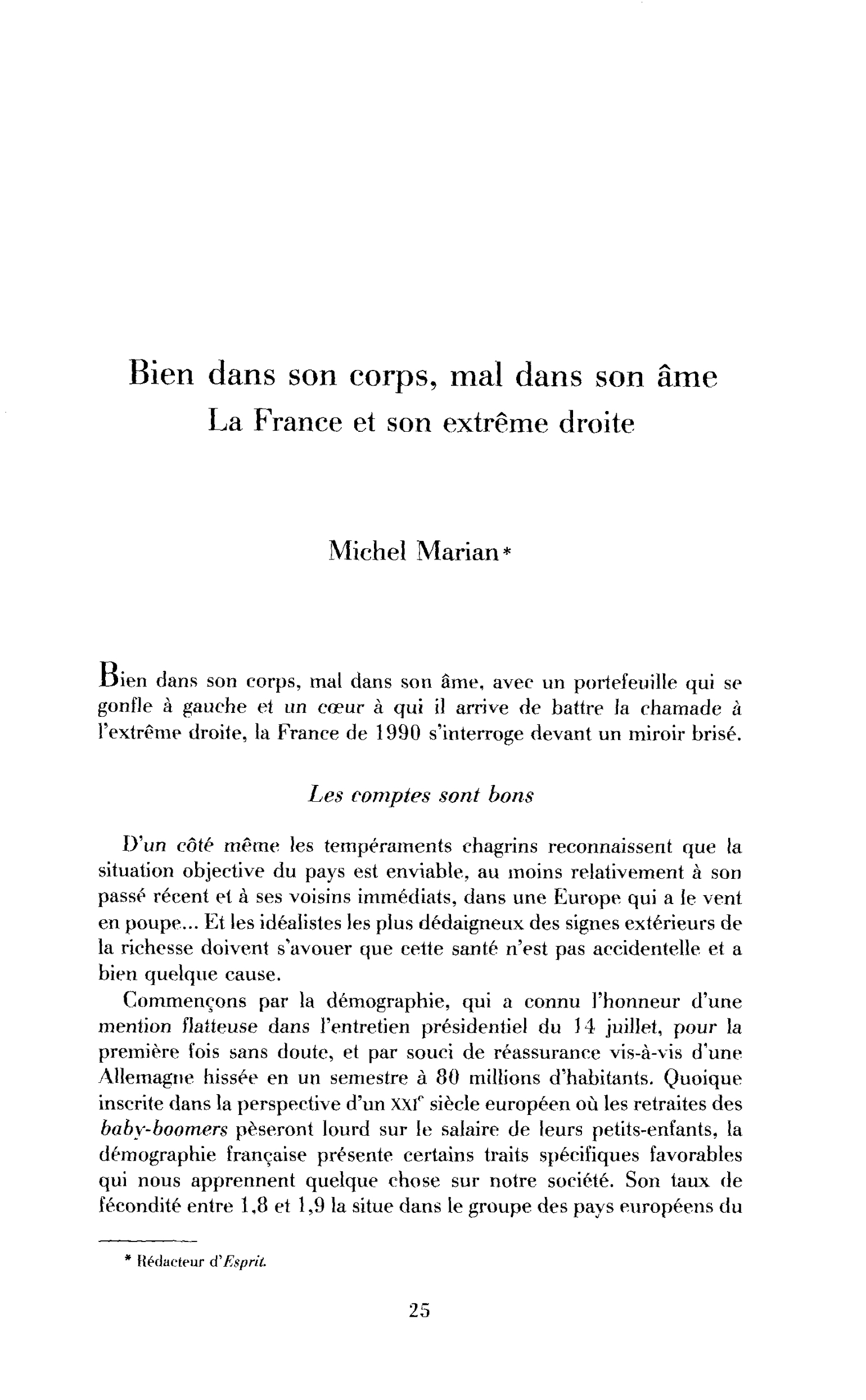 Bien dans son corps, mal dans son âme