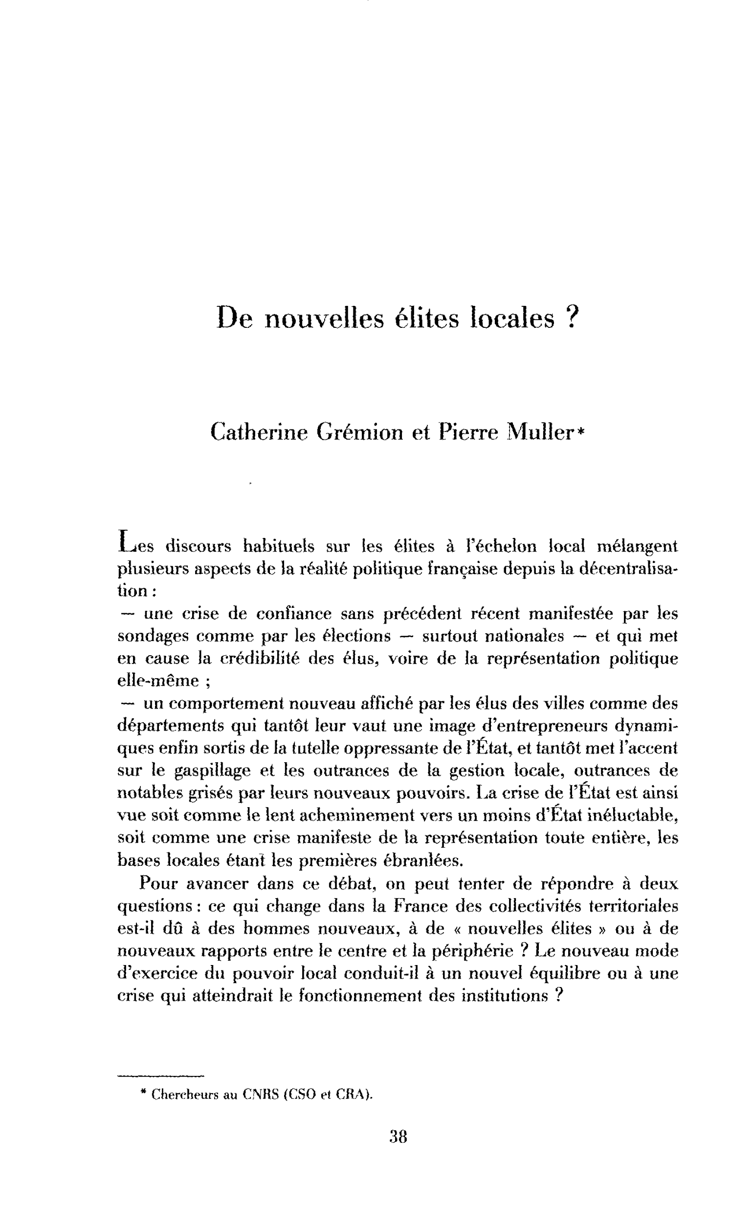De nouvelles élites locales ?