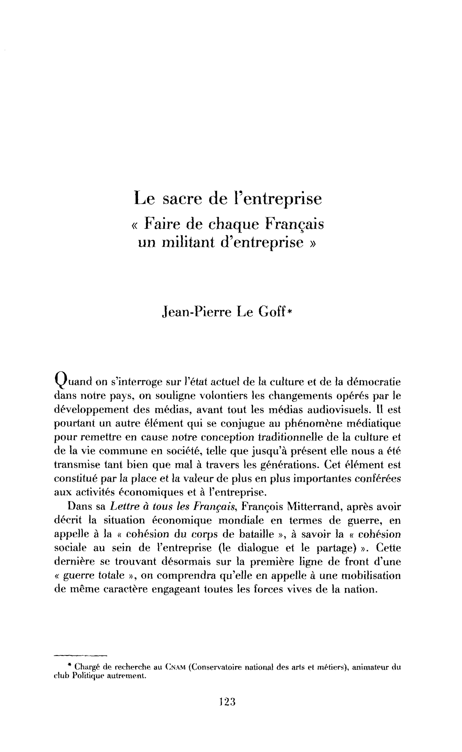 Le sacre de l’entreprise