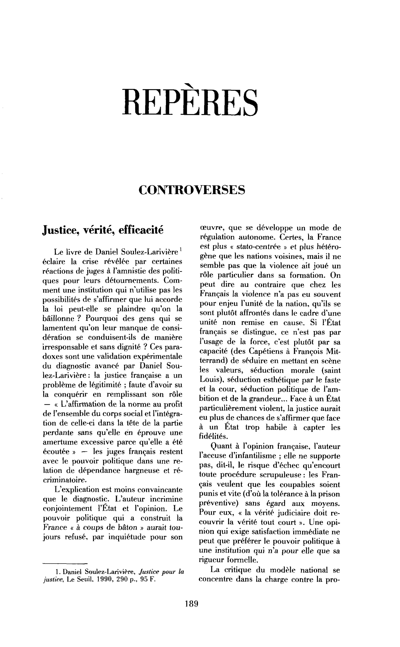 Justice, vérité, efficacité