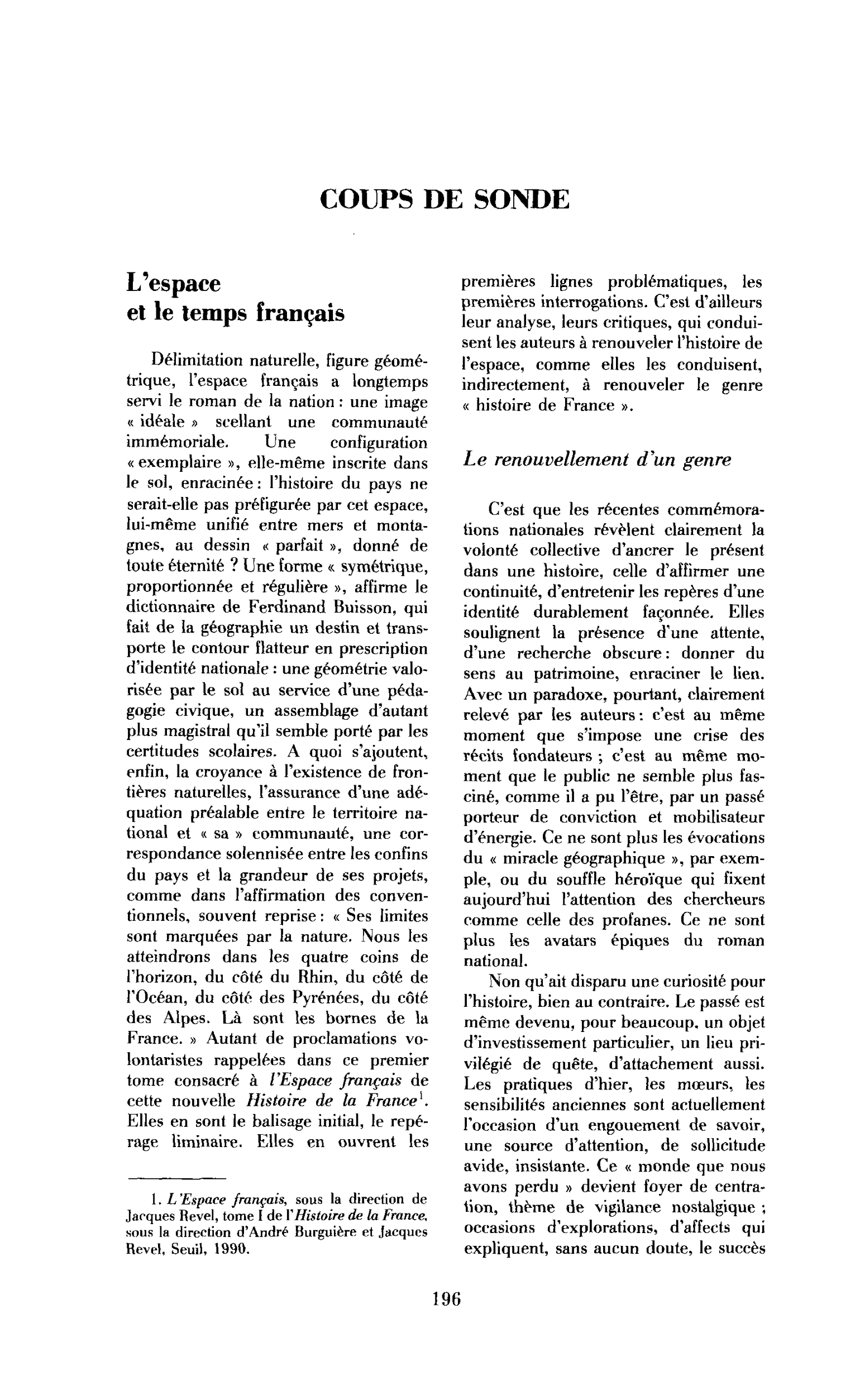 L’espace et le temps français