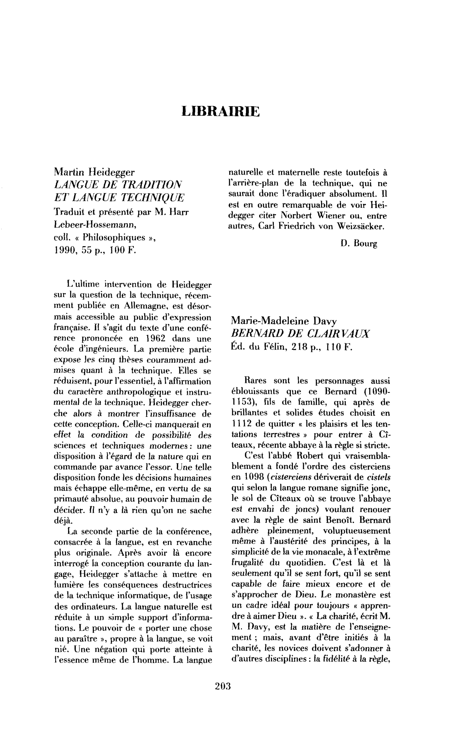 Martin Heidegger, Langue de tradition et langue technique