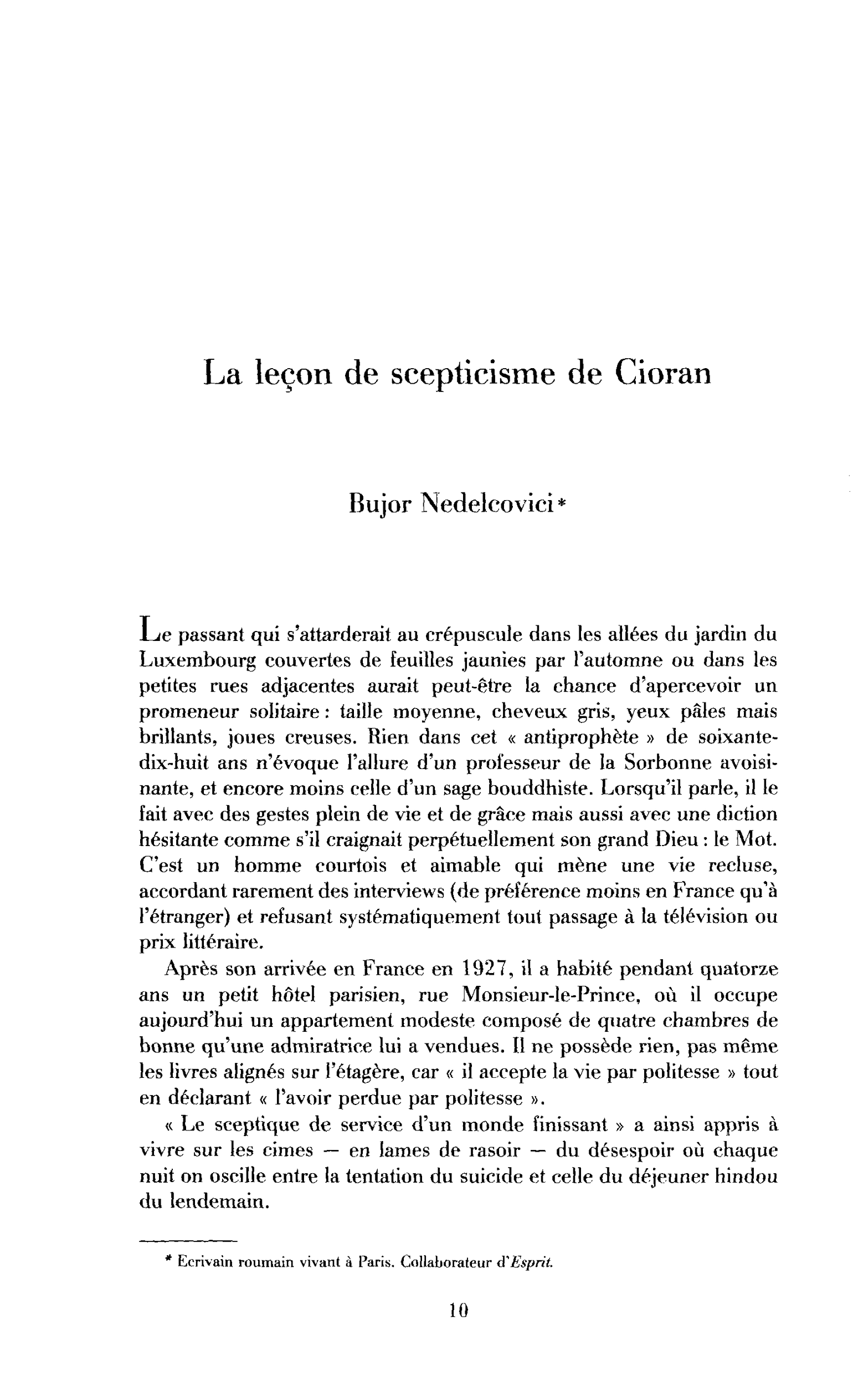 La leçon de scepticisme de Cioran