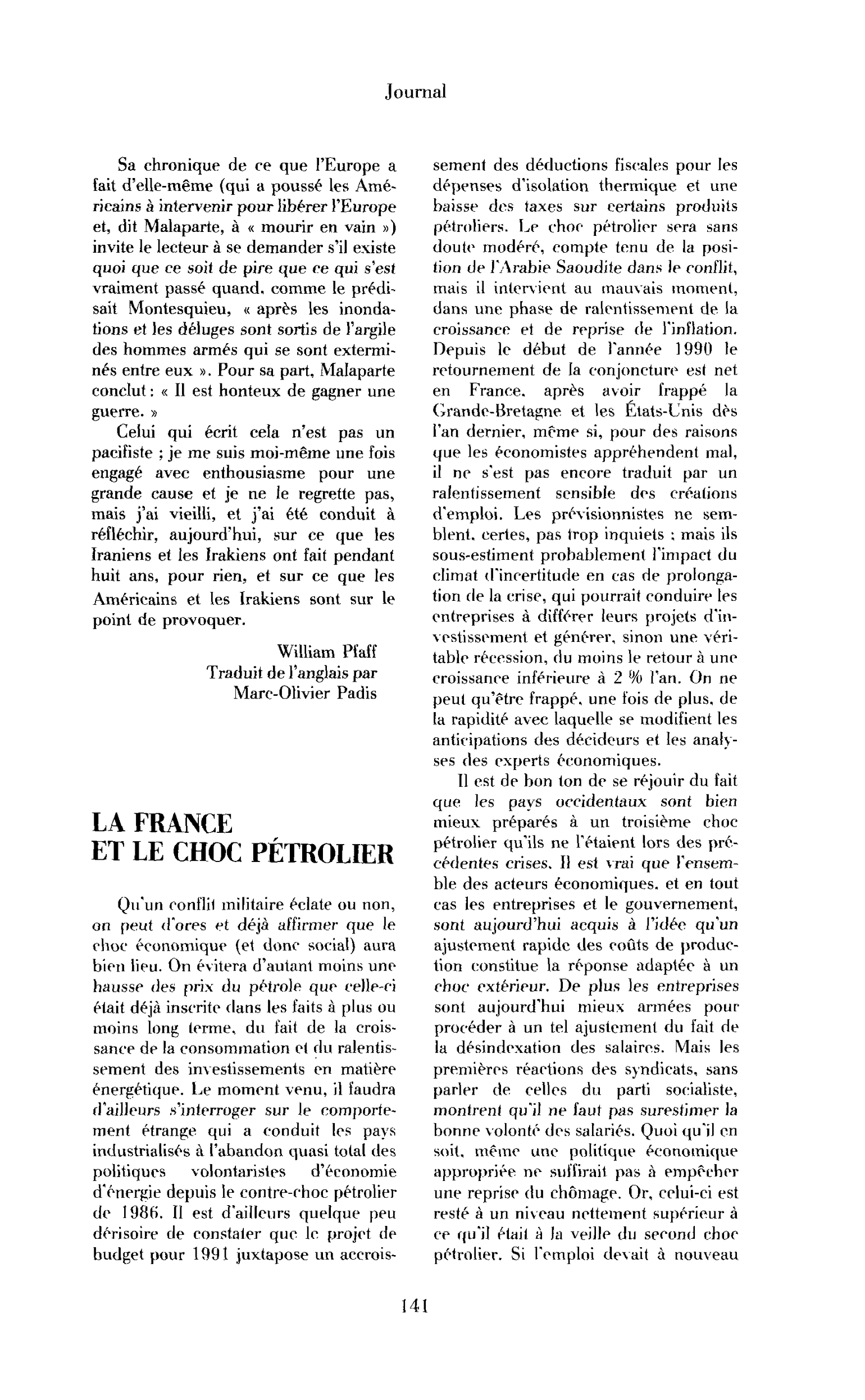La France et le choc pétrolier