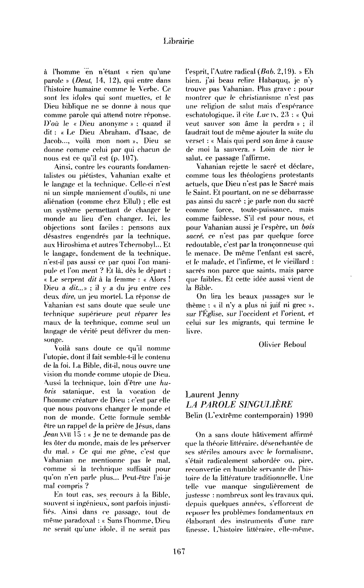 Laurent Jenny, La Parole singulière