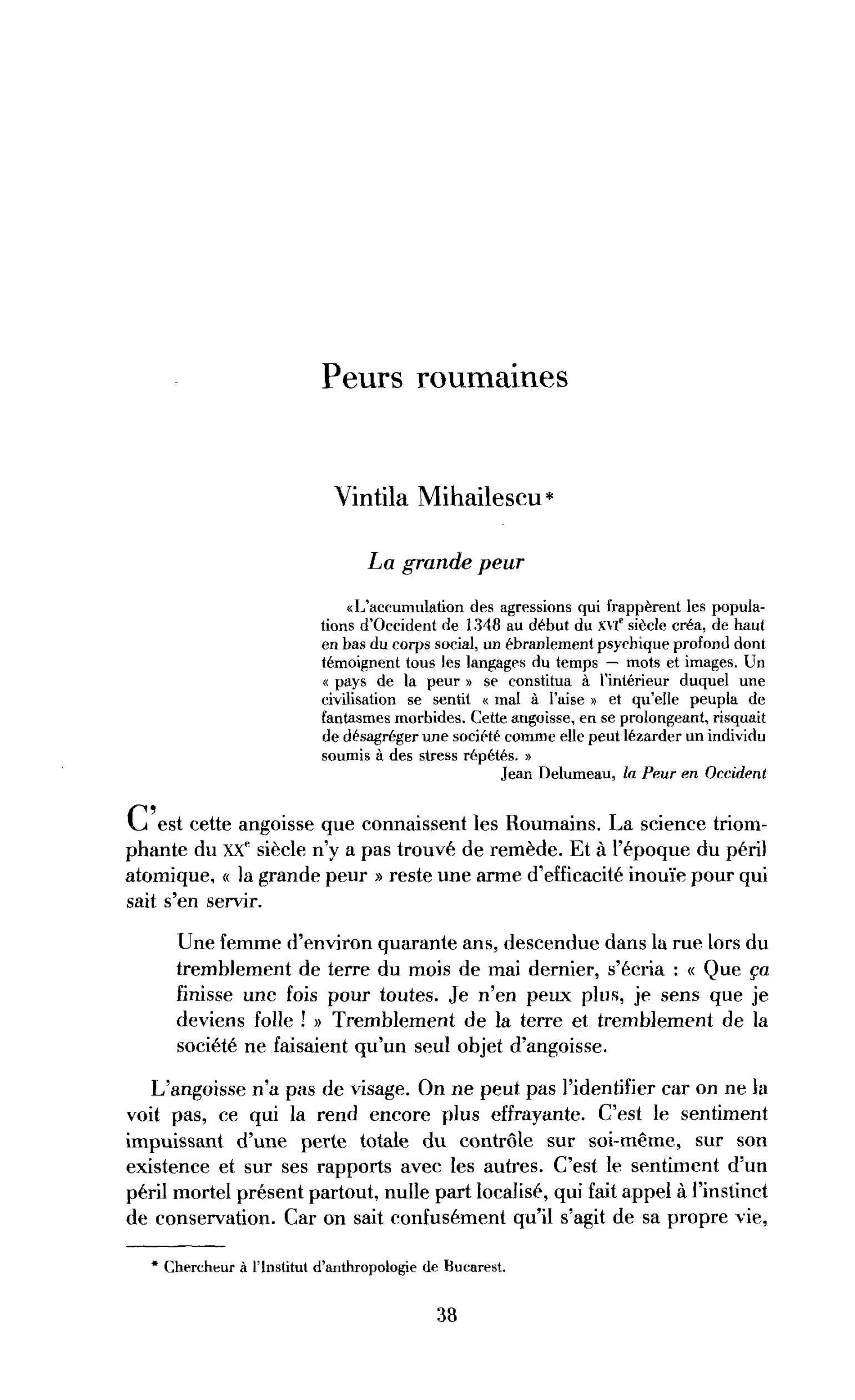 Peurs roumaines