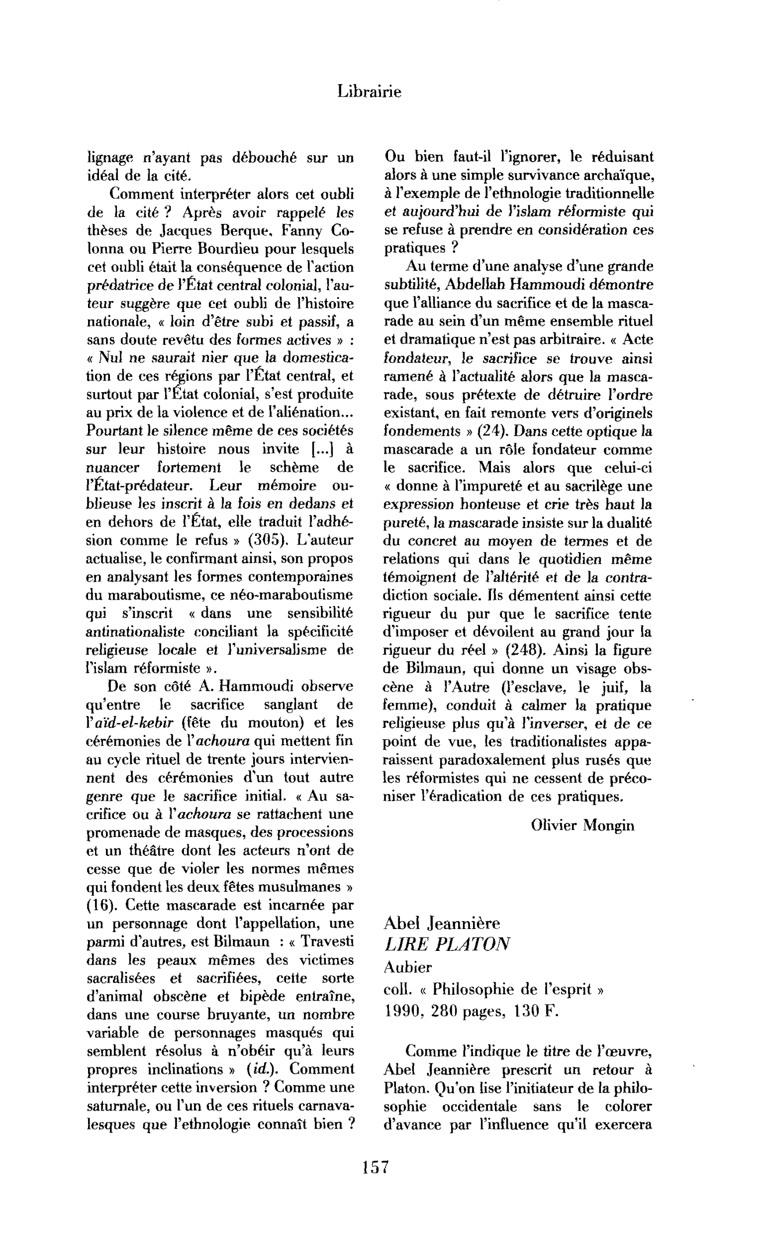 Abel Jeannière, Lire Platon